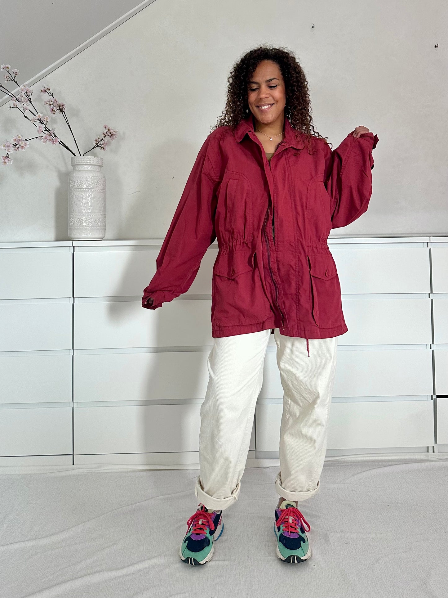 Vintage framboos rode parka - XL