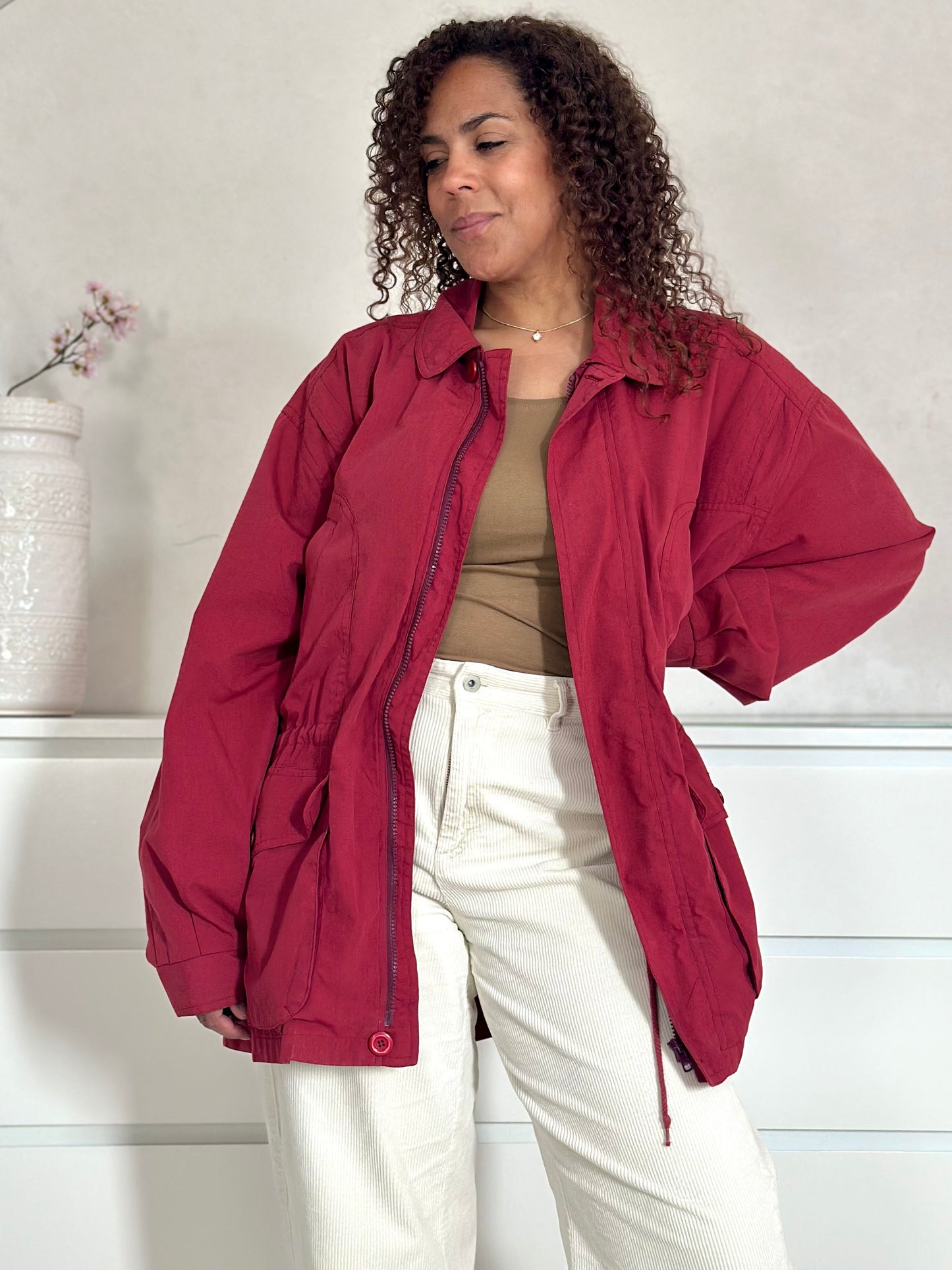Vintage framboos rode parka - XL