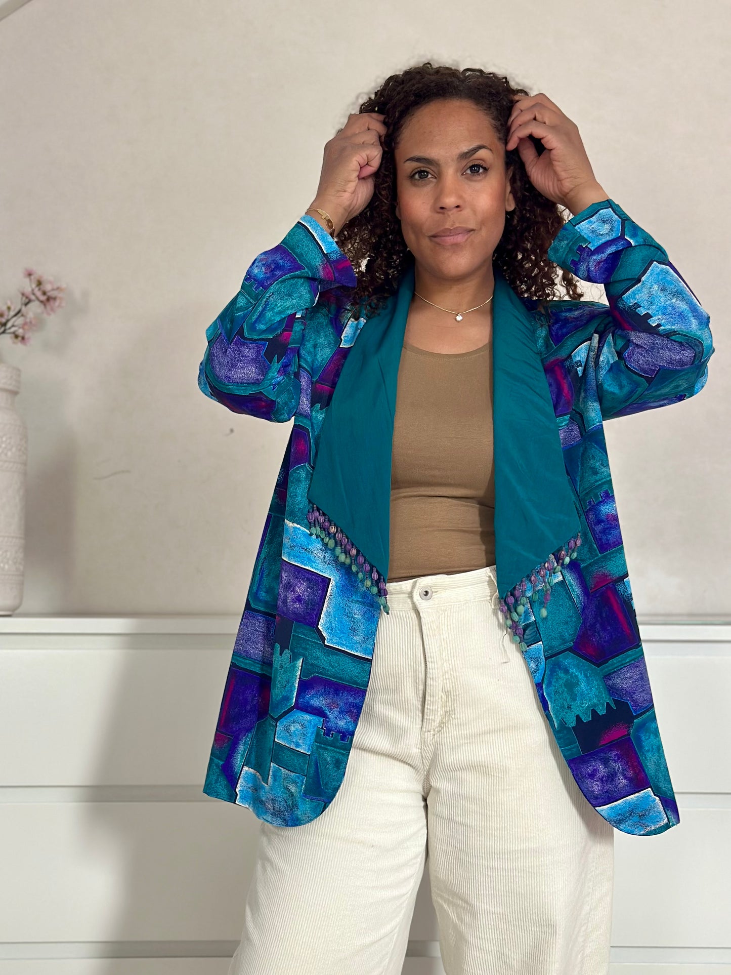 Vintage 80’s blazer in turquoise tinten - L/XL