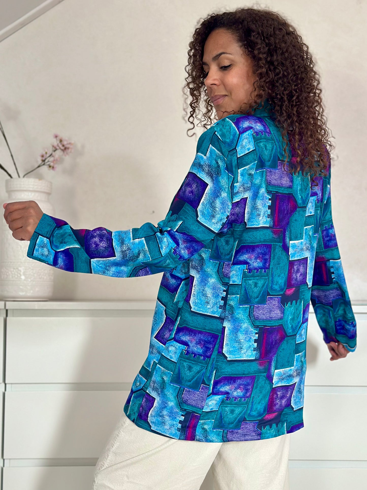 Vintage 80’s blazer in turquoise tinten - L/XL