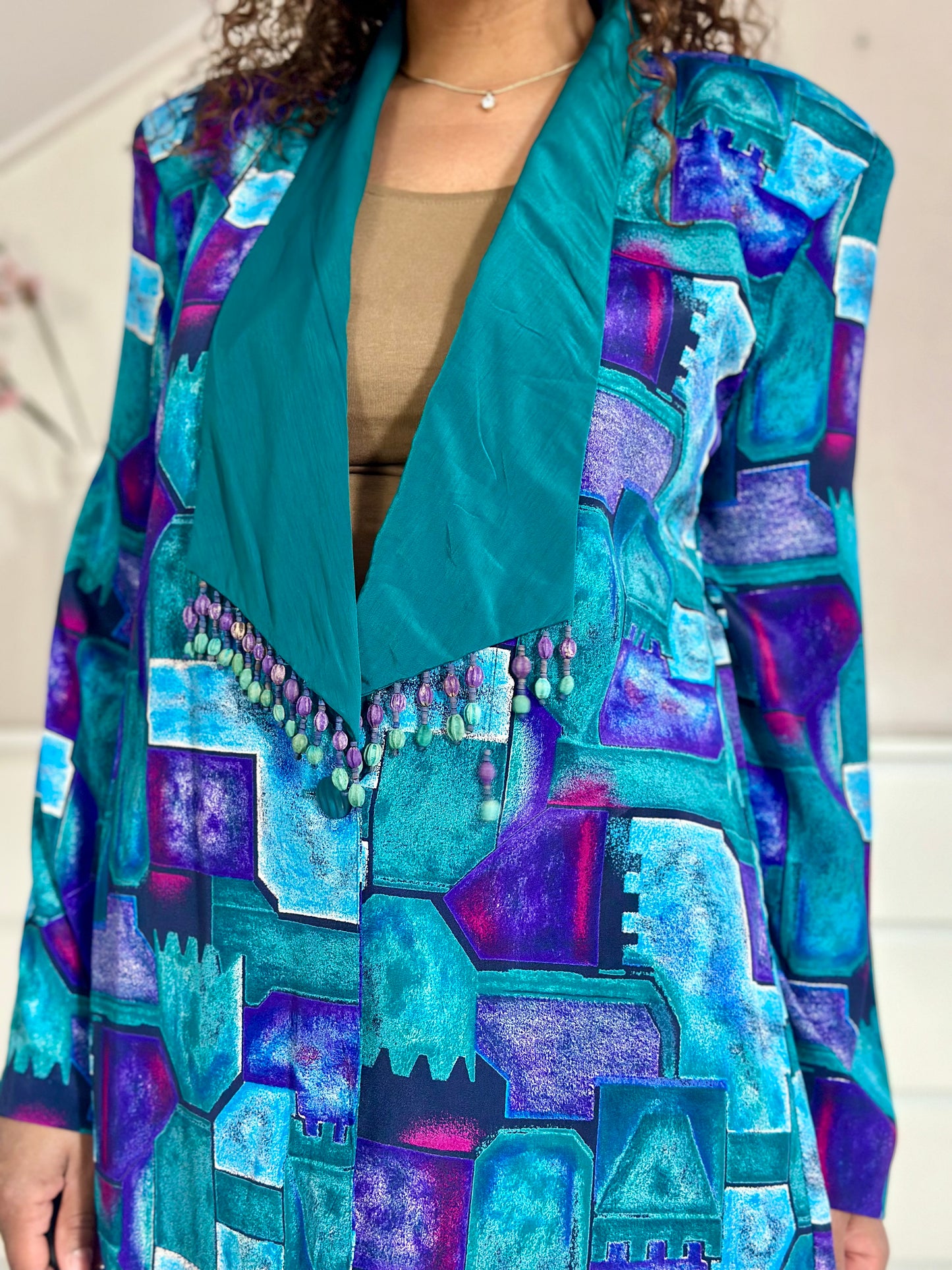 Vintage 80’s blazer in turquoise tinten - L/XL