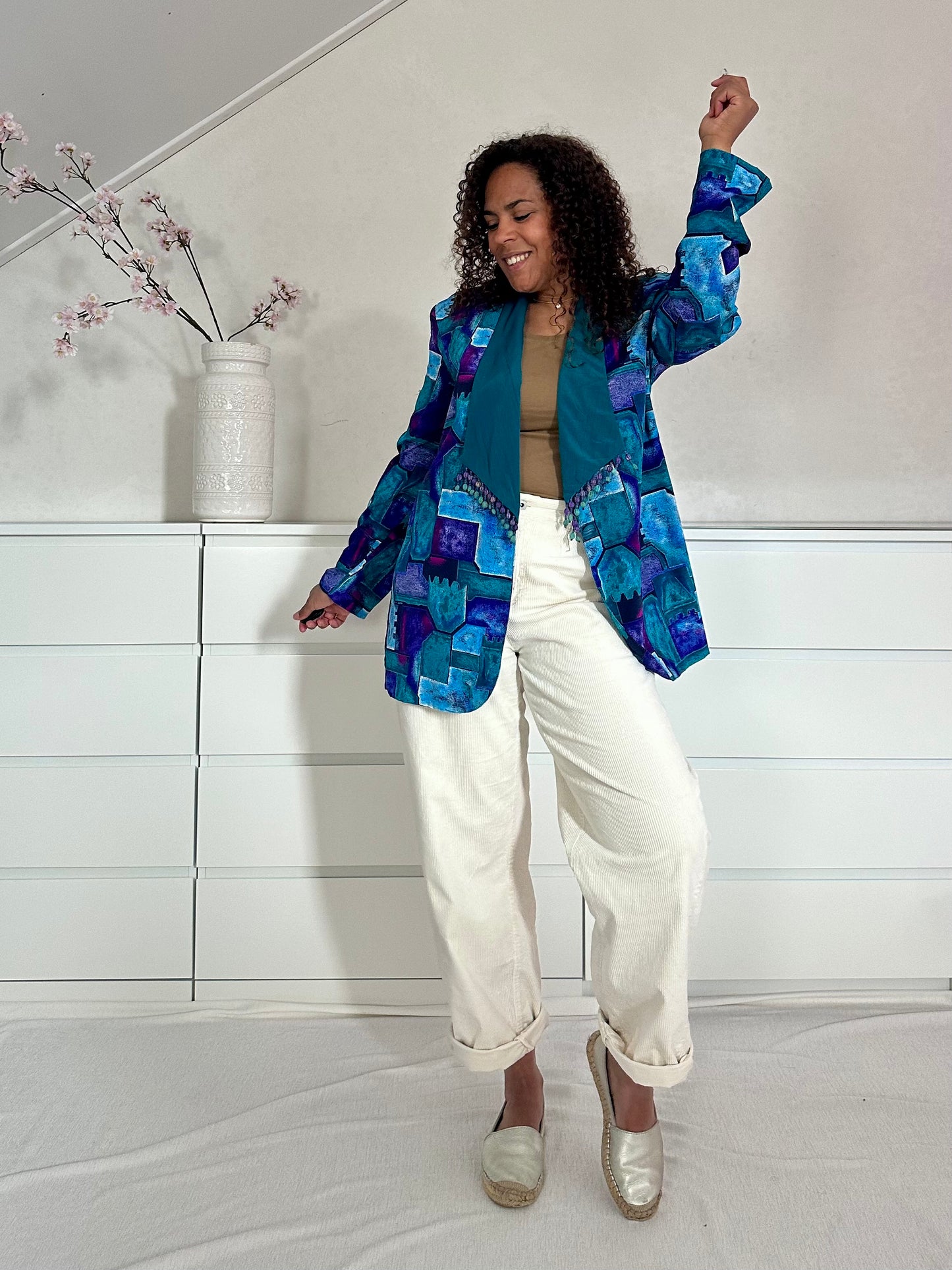 Vintage 80’s blazer in turquoise tinten - L/XL