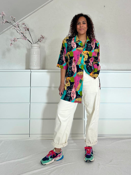 Vintage plus size colorblock blouse - XXL