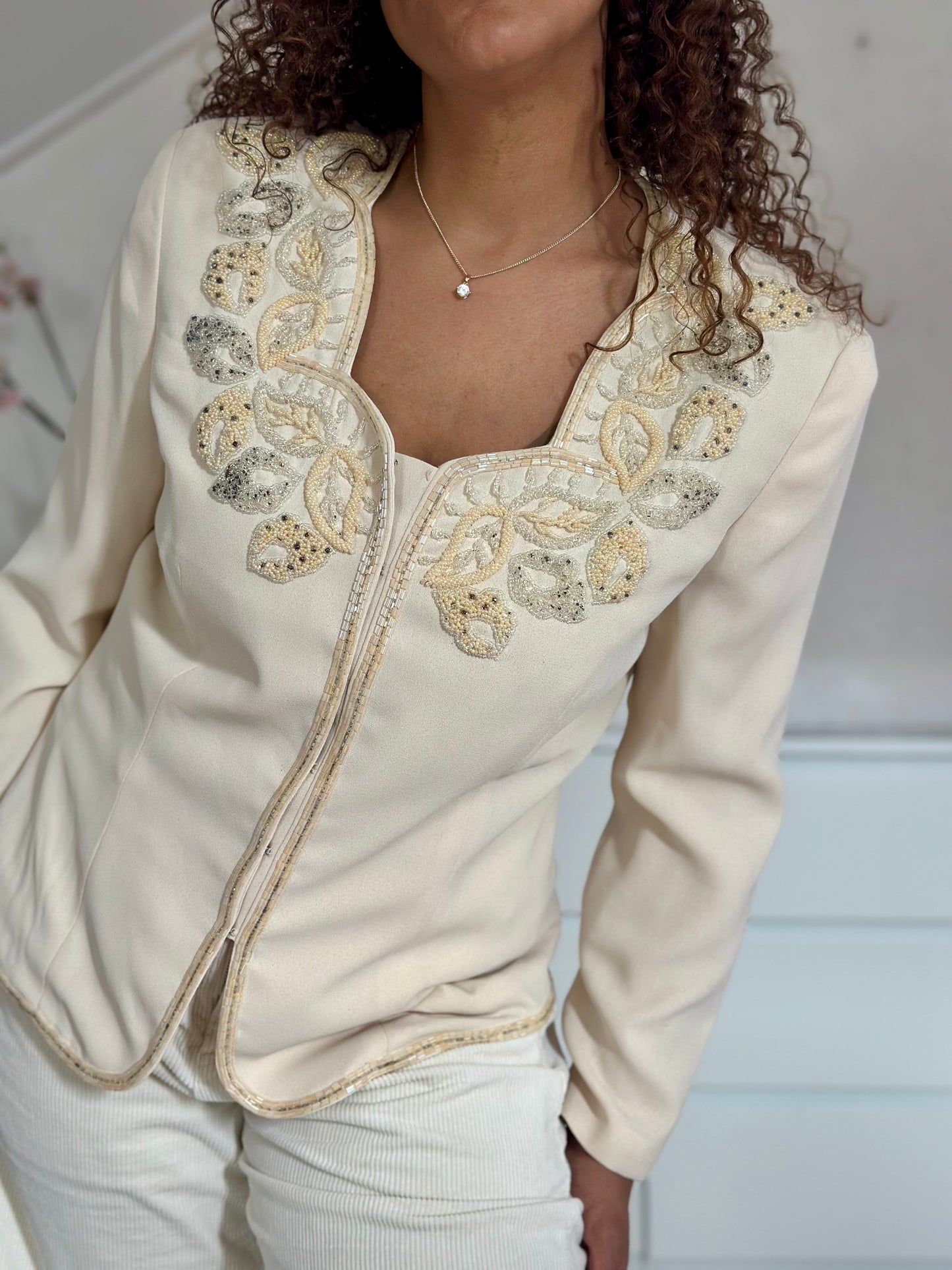 Vintage Frank Usher statement blazer met geborduurde details - M/L