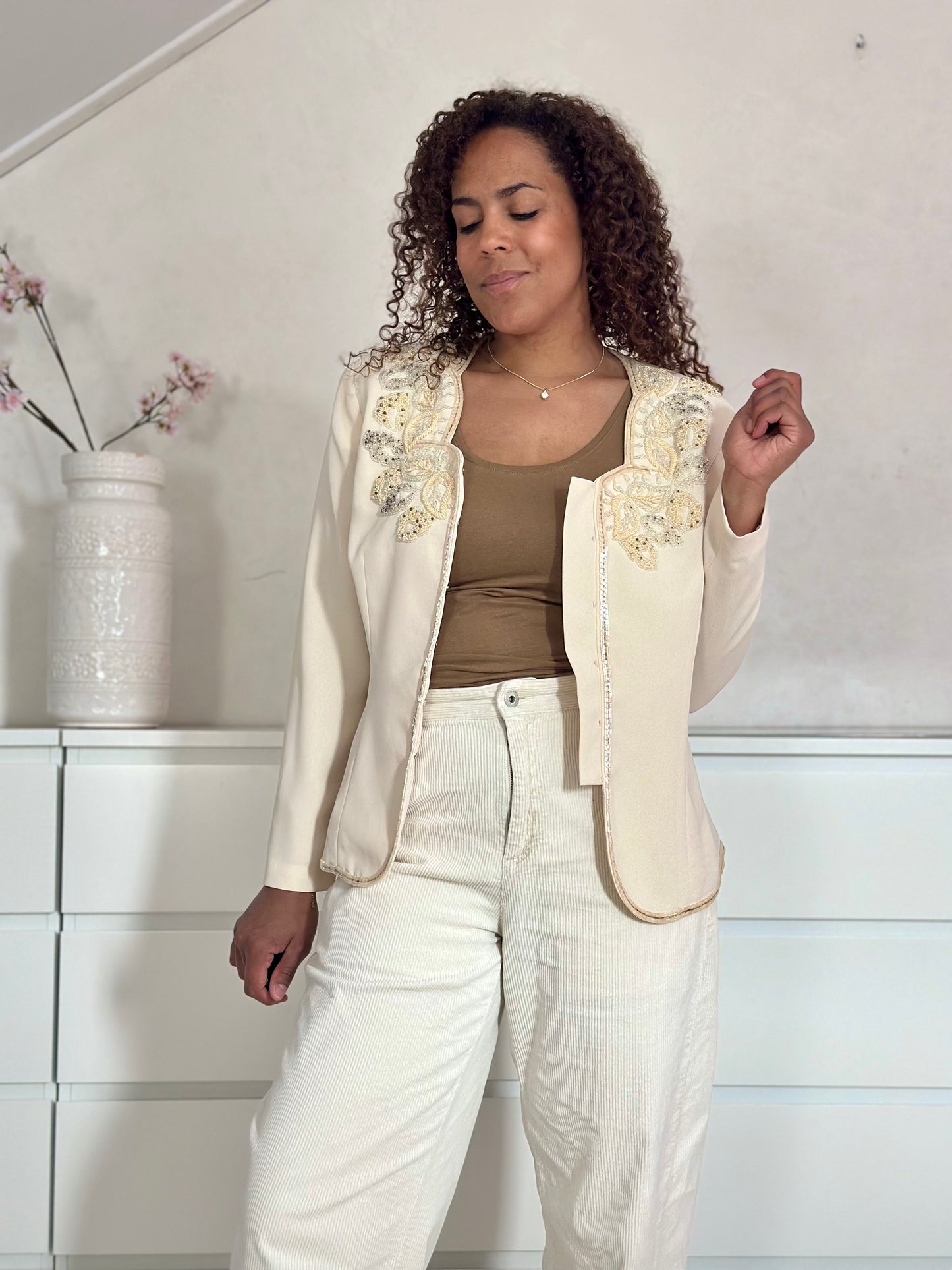 Vintage Frank Usher statement blazer met geborduurde details - M/L