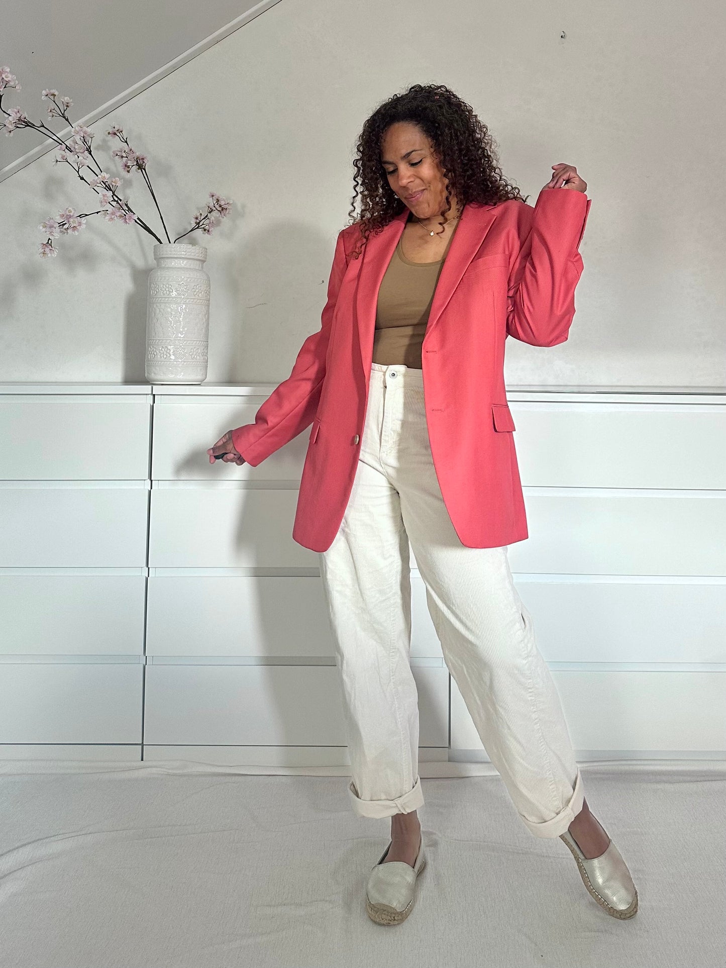 Vintage boyfriend blazer in warm koraal - XL