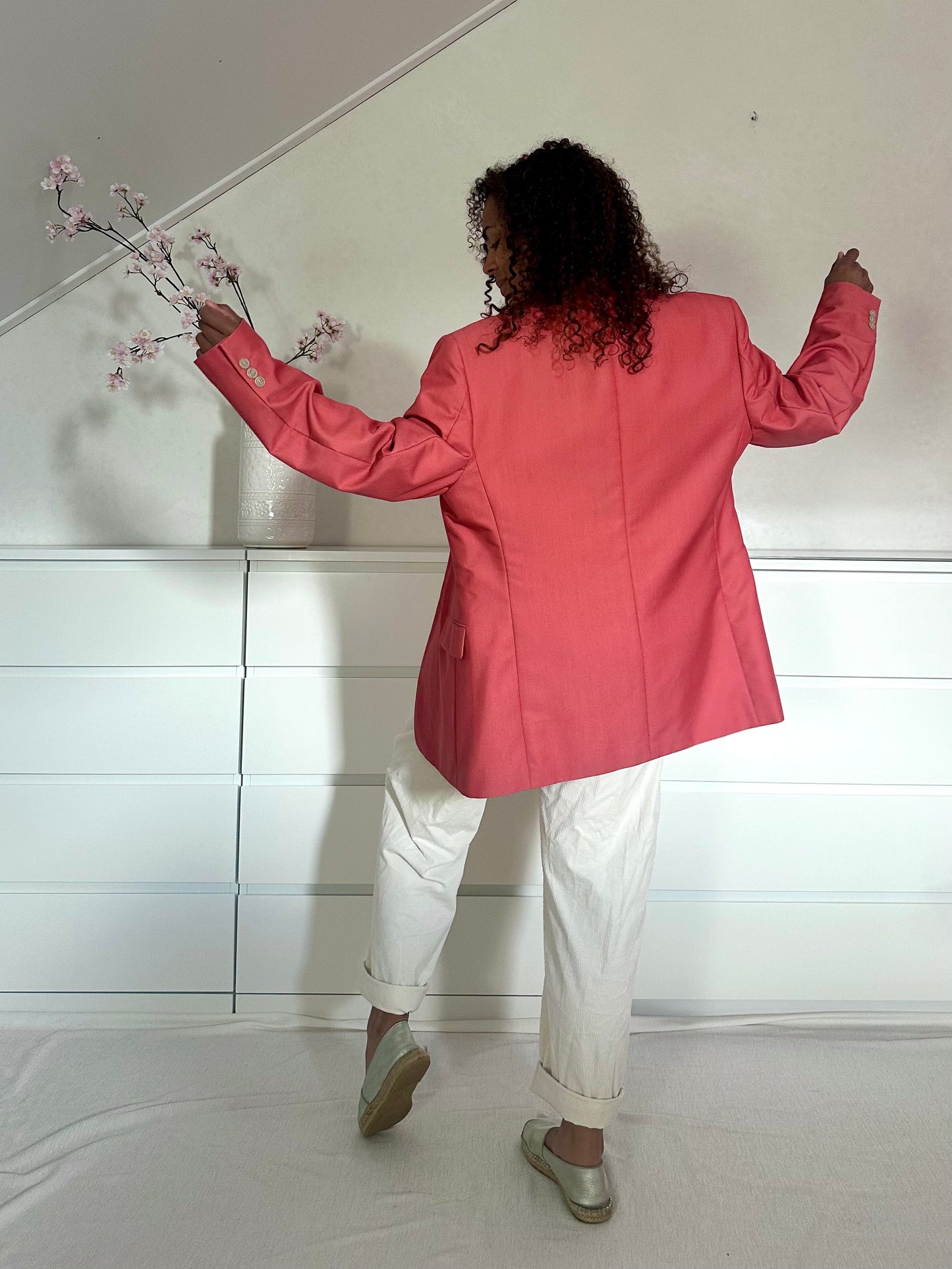 Vintage boyfriend blazer in warm koraal - XL