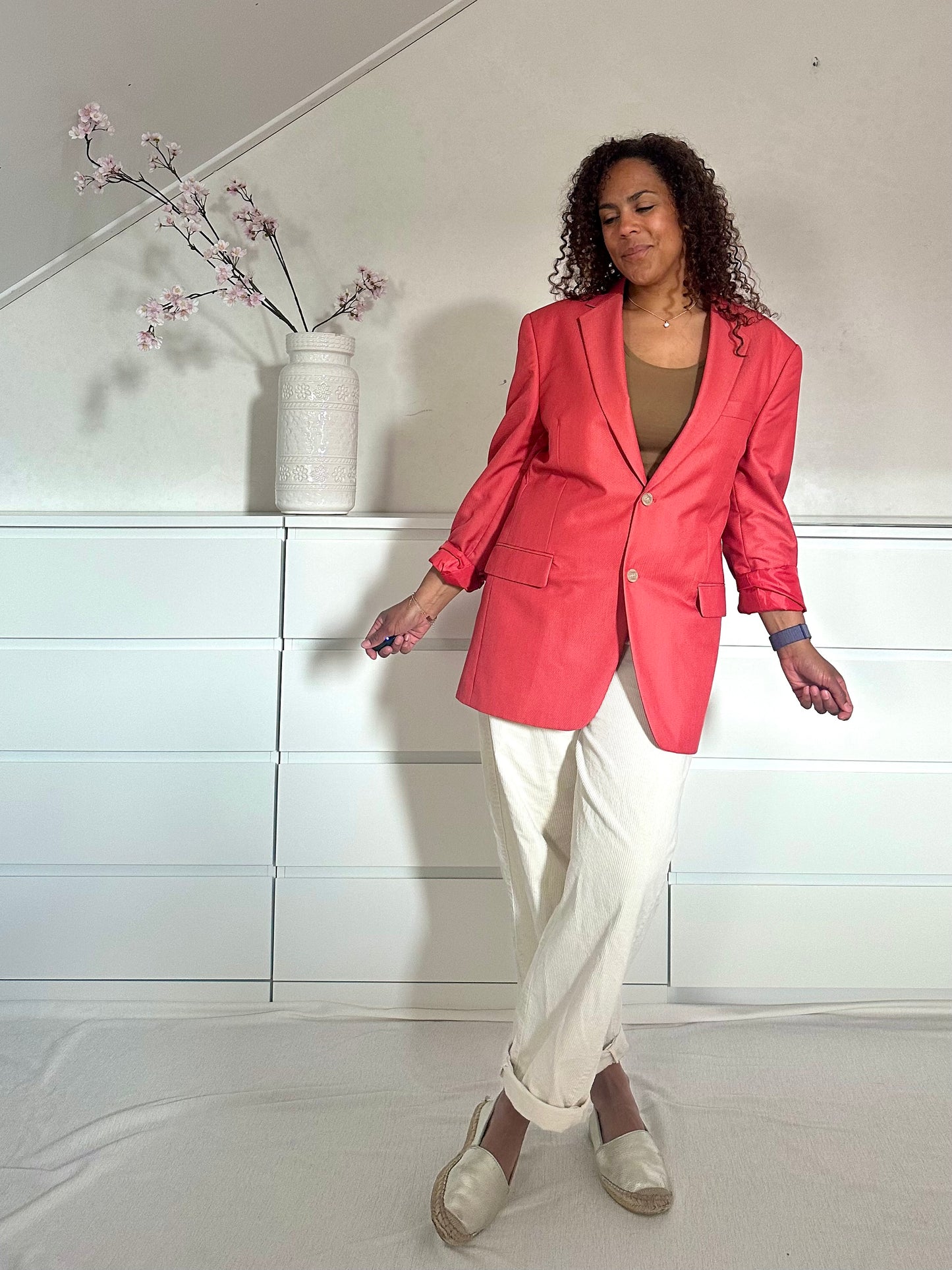 Vintage boyfriend blazer in warm koraal - XL