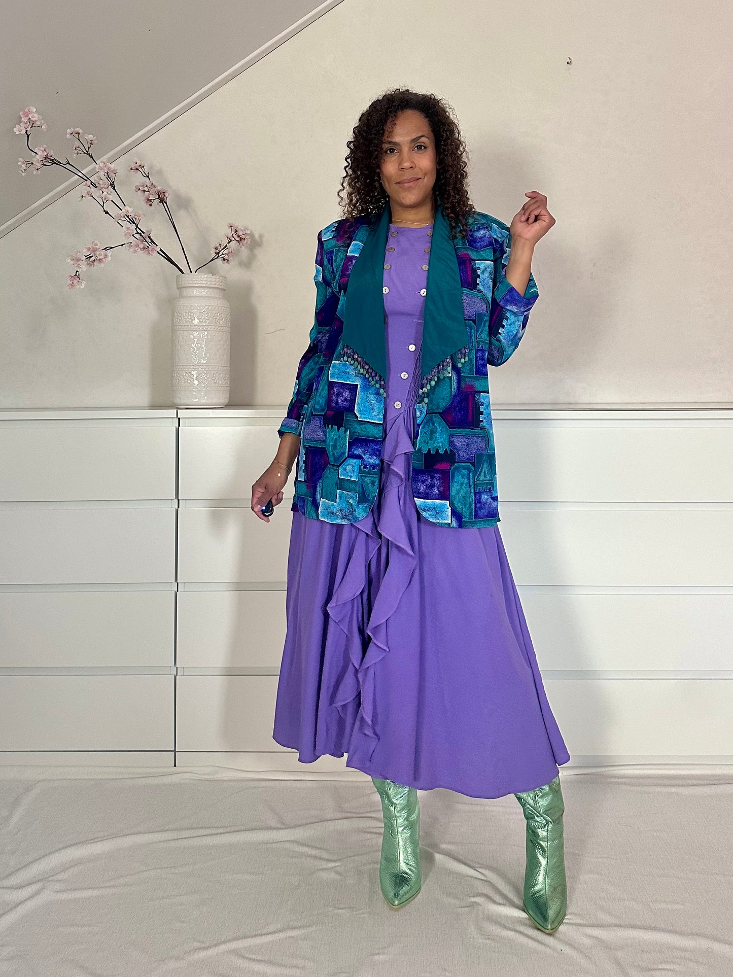 Vintage 80’s blazer in turquoise tinten - L/XL