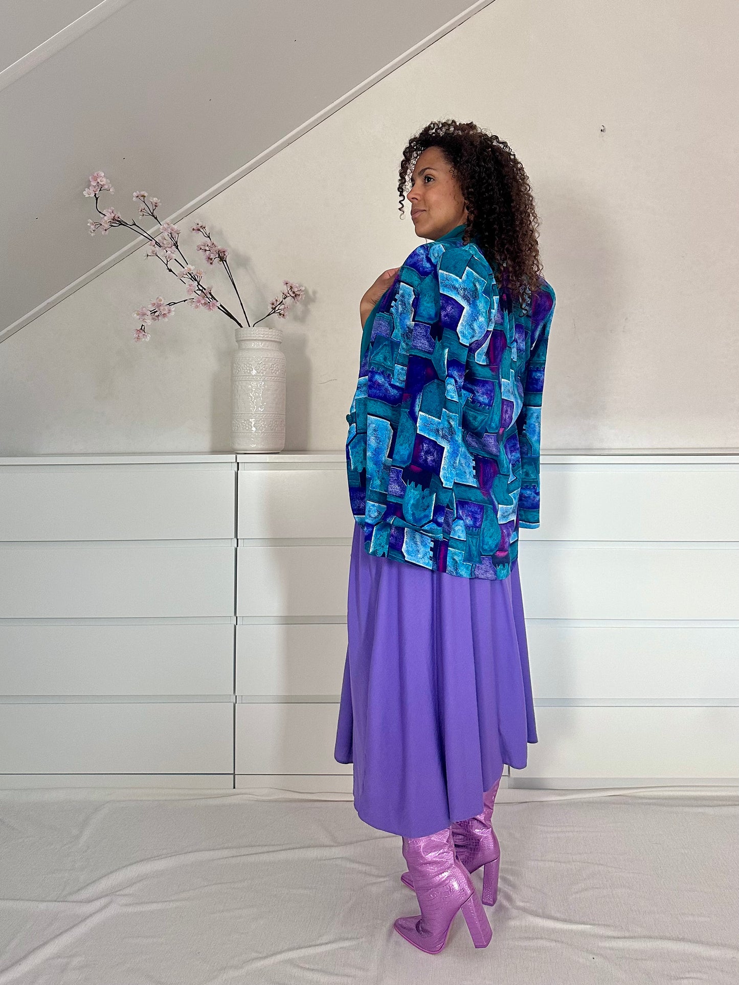 Vintage 80’s blazer in turquoise tinten - L/XL
