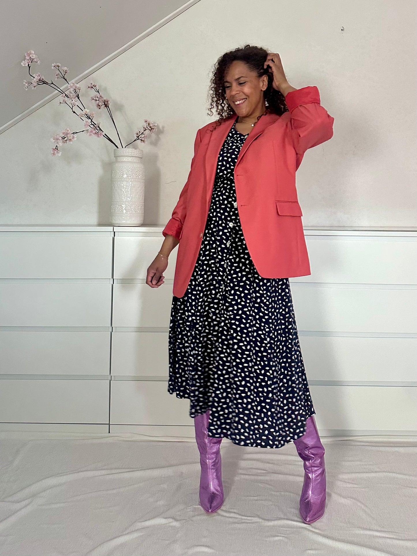 Vintage boyfriend blazer in warm koraal - XL
