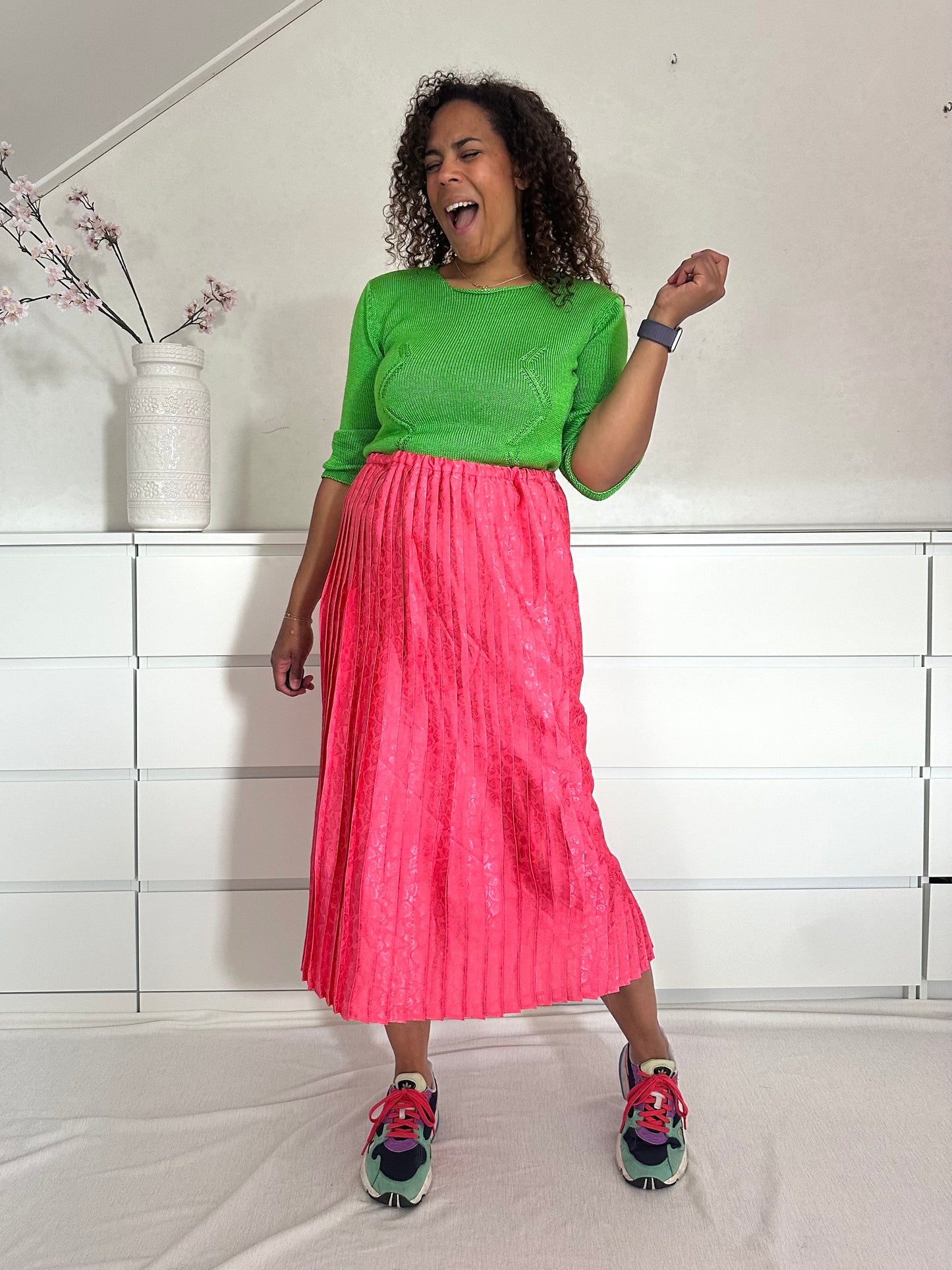 Vintage grof gebreide groene zomer knit - S/M