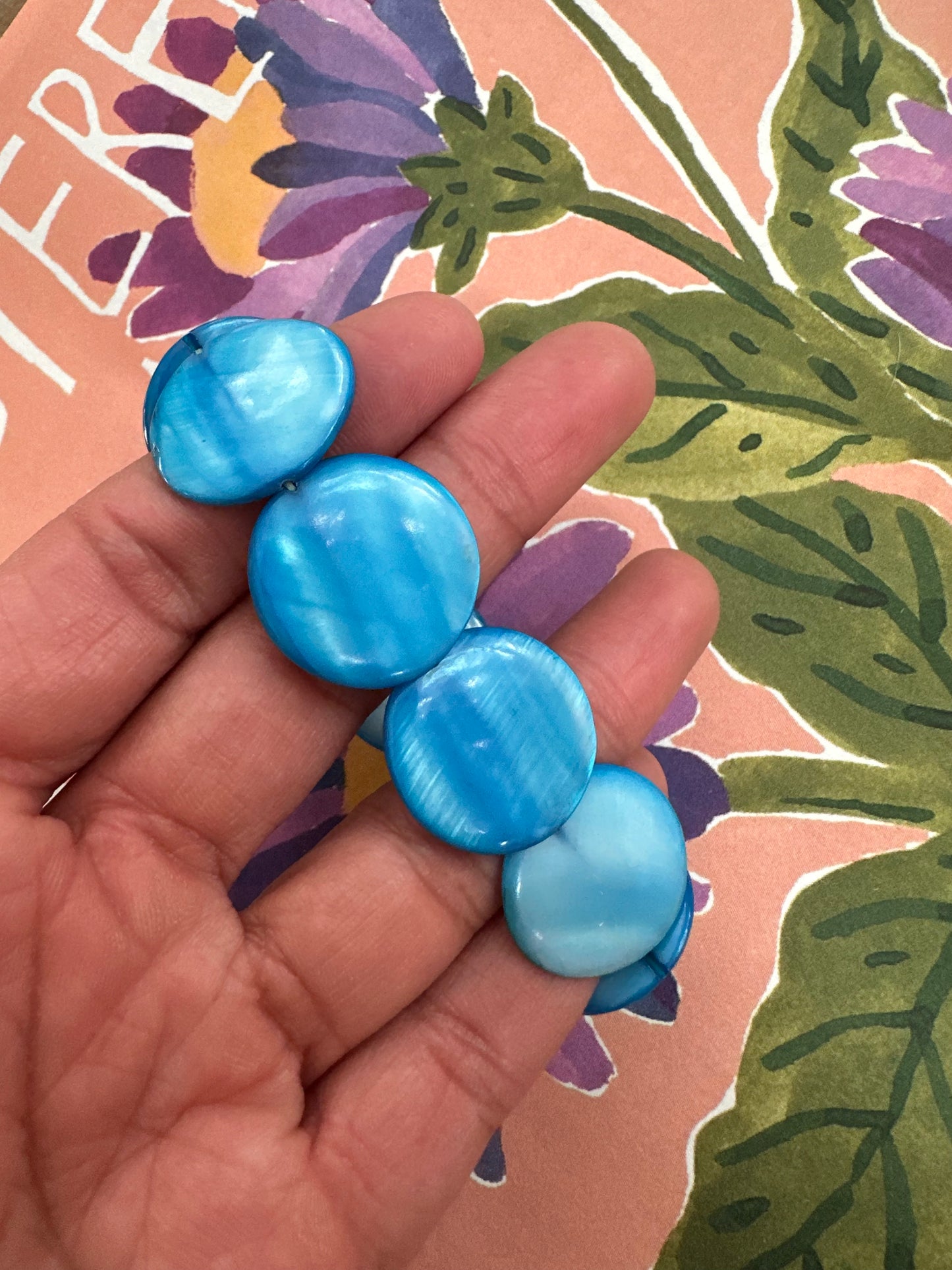 Vintage blauwe schelpen armband