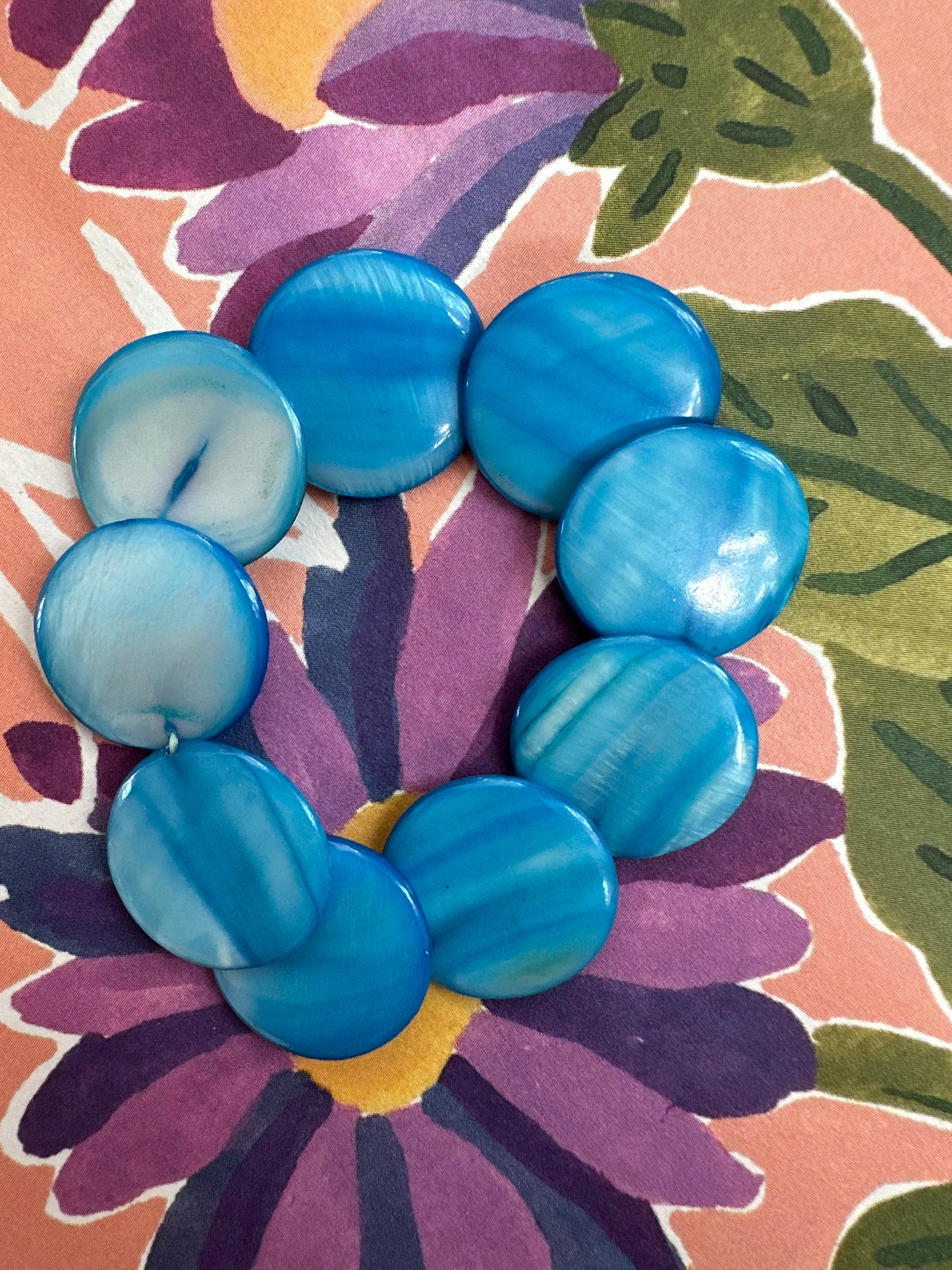 Vintage blauwe schelpen armband