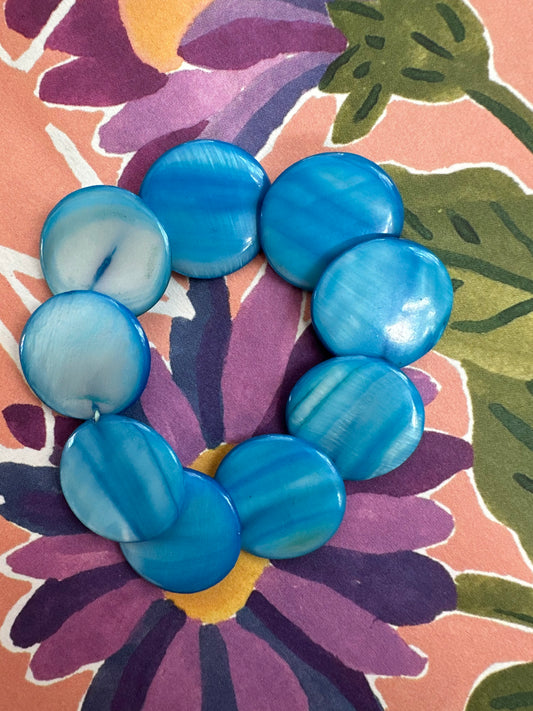 Vintage blauwe schelpen armband