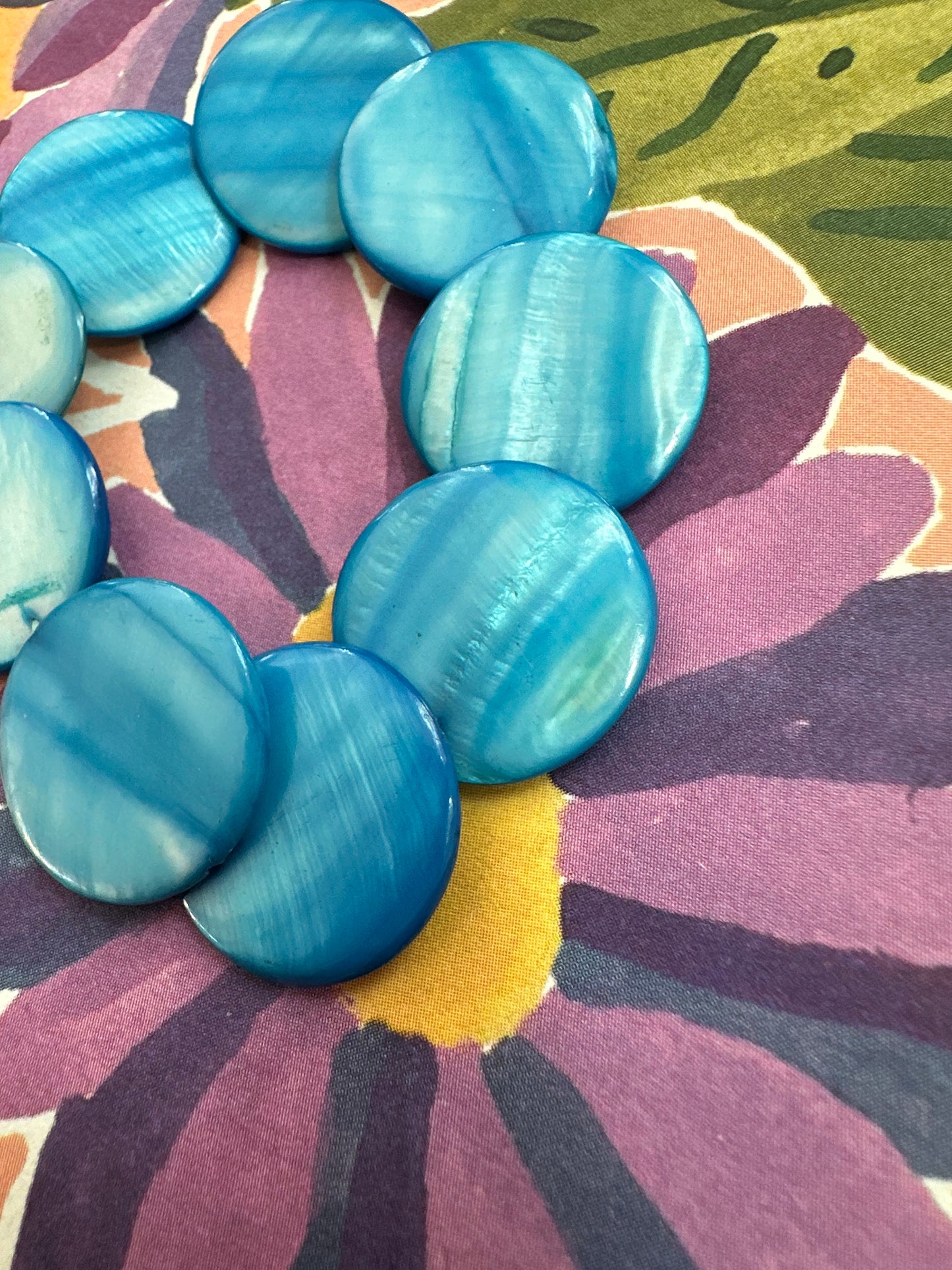 Vintage blauwe schelpen armband