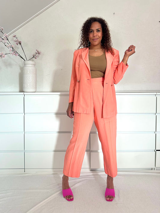 Vintage soft coral tweedelig pak - M