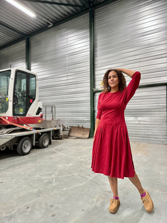 Retro midi-jurk in a-lijn uit de jaren tachtig | elegant en vrouwelijk