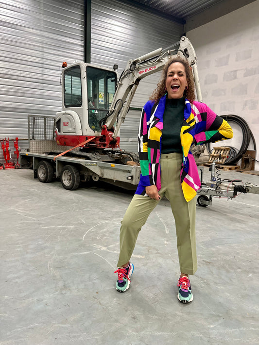 Vintage Colorblock blazer of dun vestje met felle kleuren