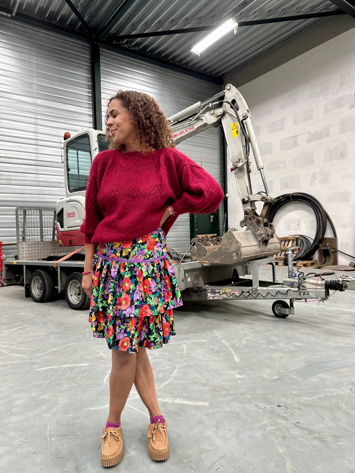 Jaren tachtig korte rok met plooien