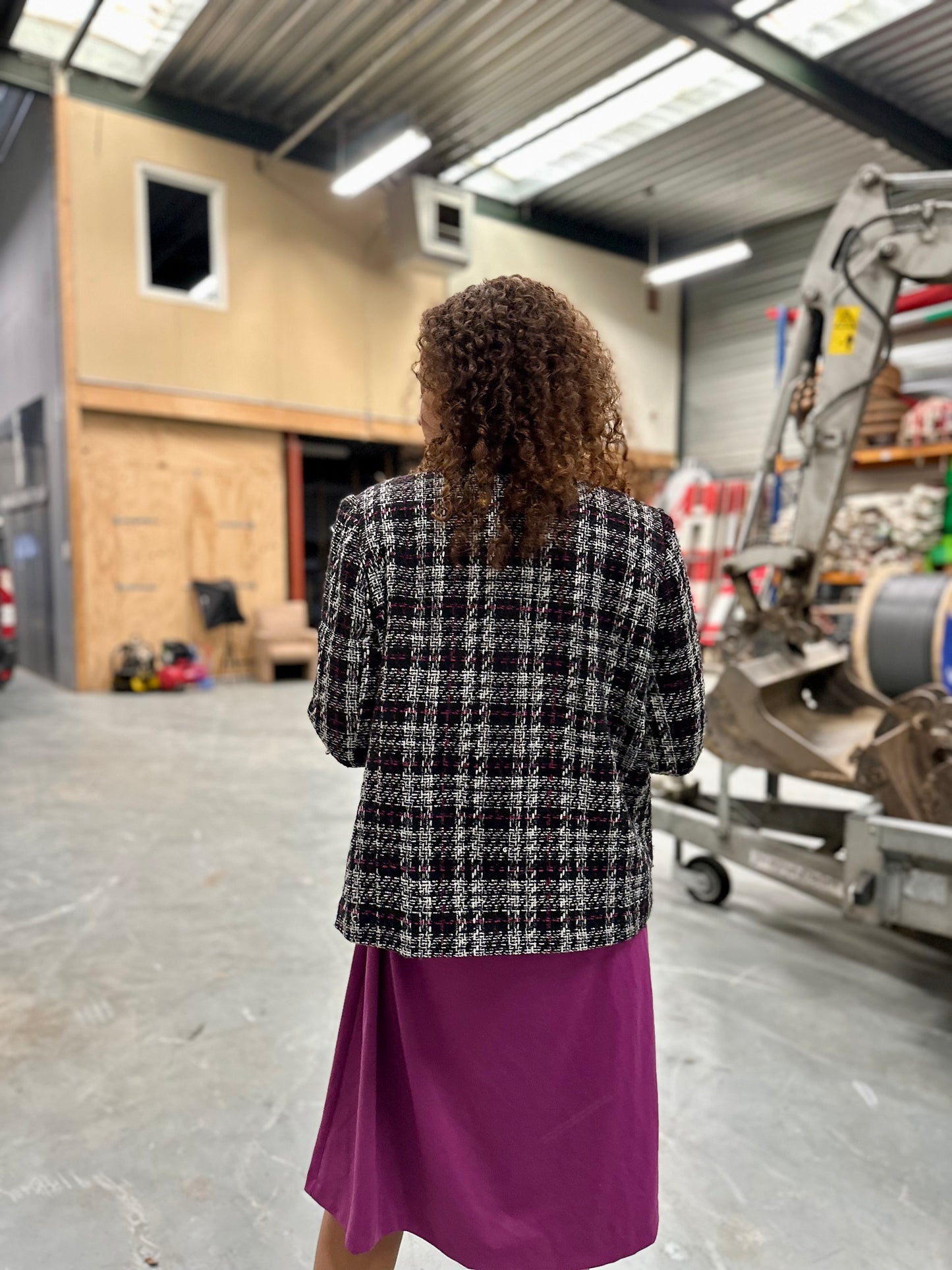 Retro blazer jasje in klassiek bouclé print