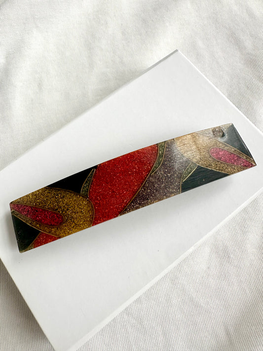 Vintage haarspeld uit jaren negentig met epoxy laag en abstracte print