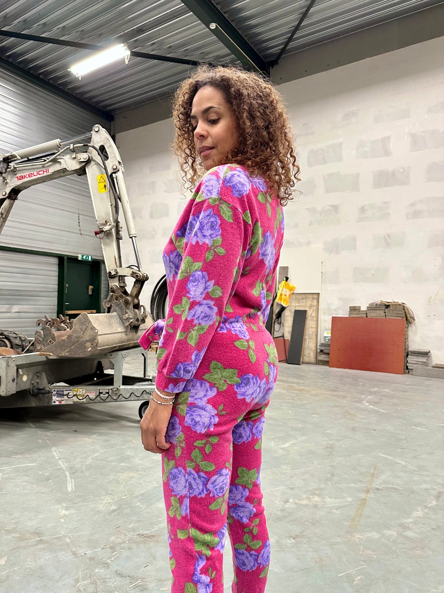 Jaren negentig warm broekpak van fleecestof