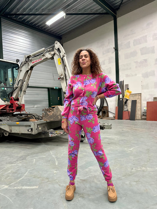 Retro jumpsuit kleurrijk met bloemen