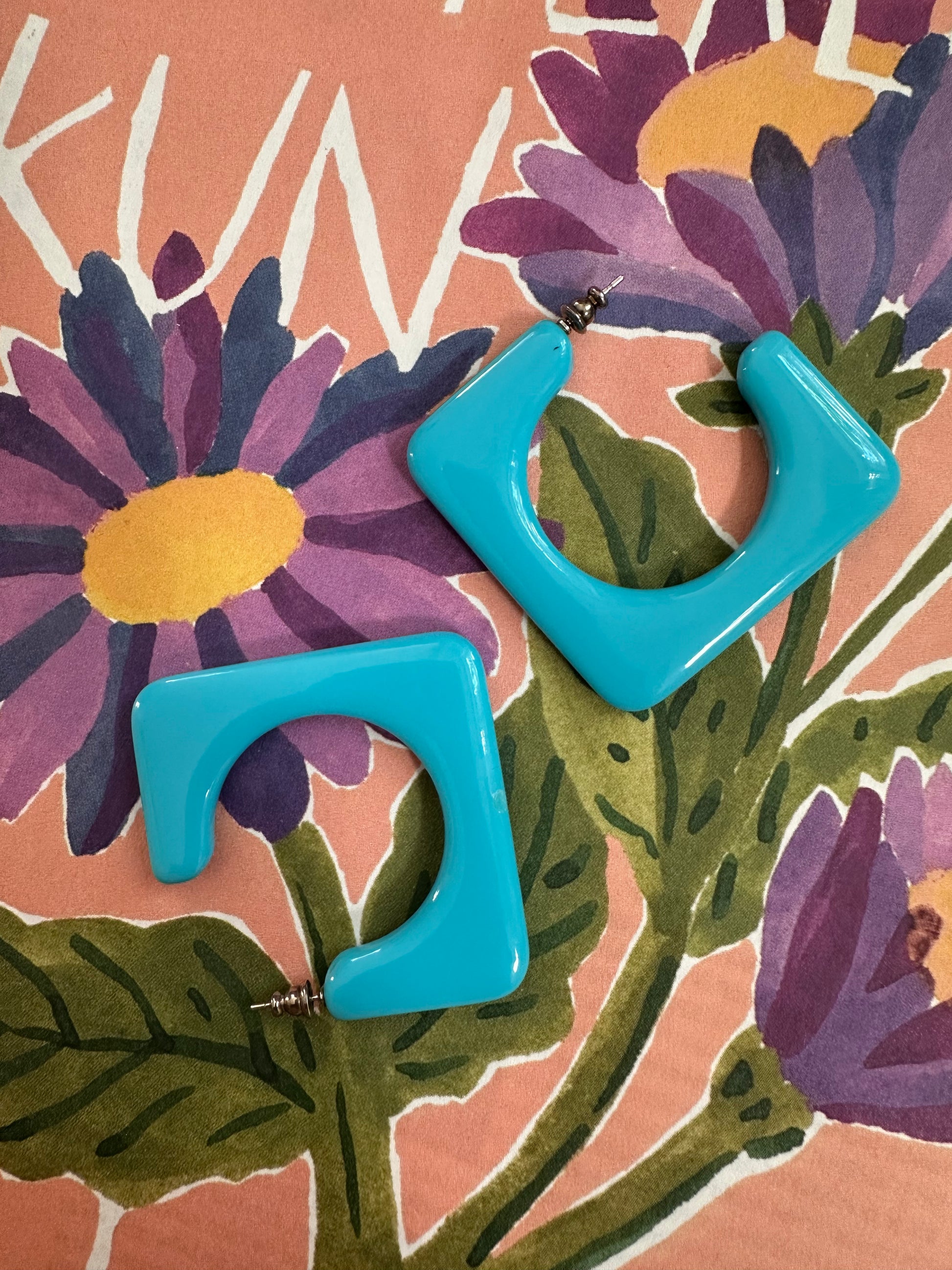 Vintage knalblauwe hoops