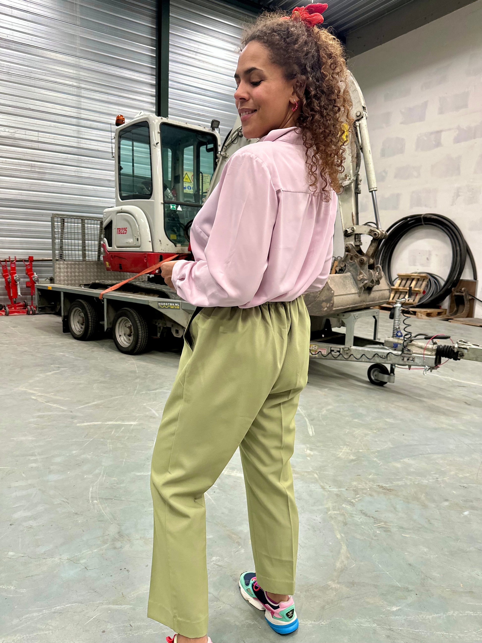 Retro blouse in lichtpaars met romantische look