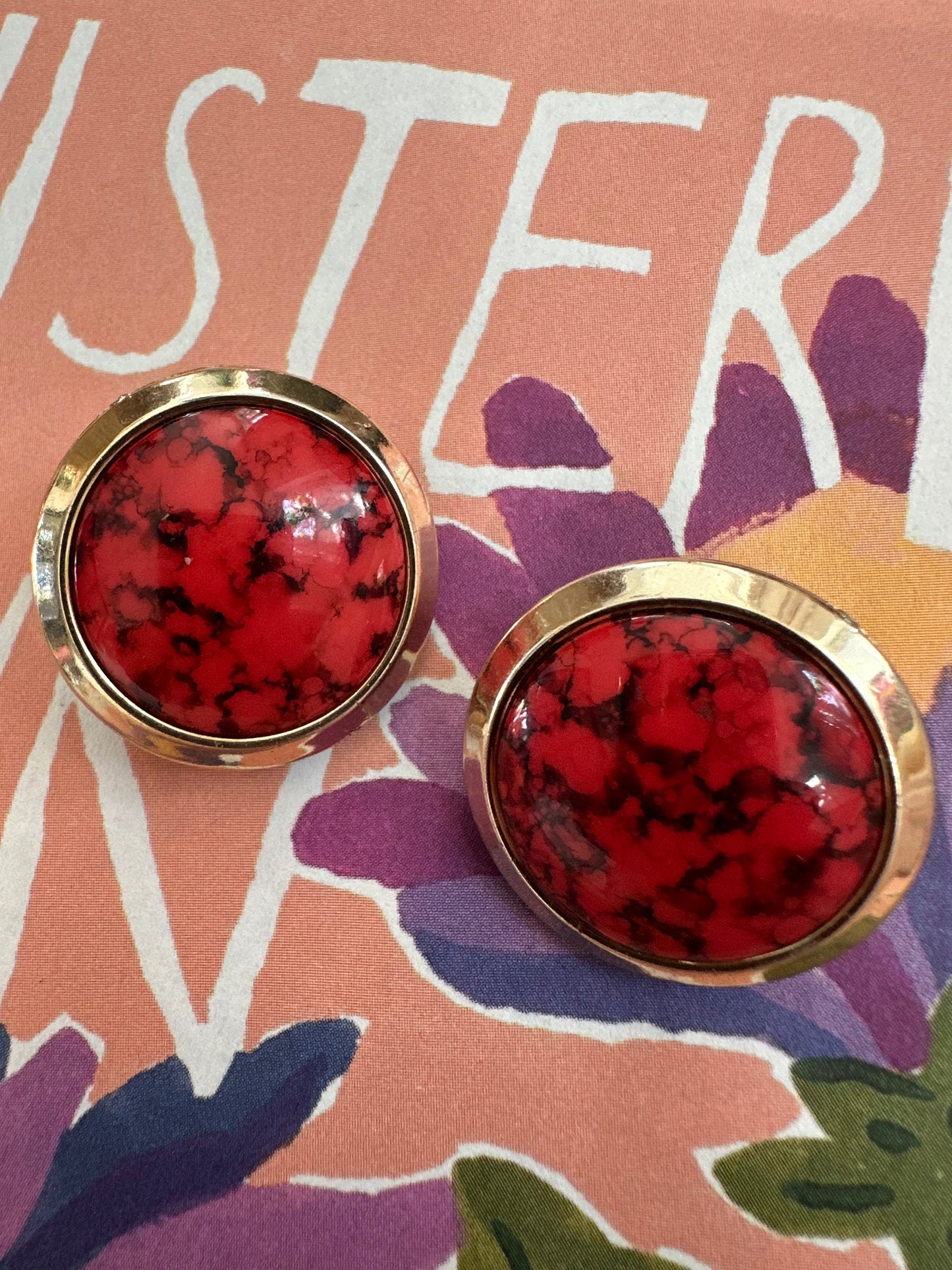 Vintage marmer look oorbellen