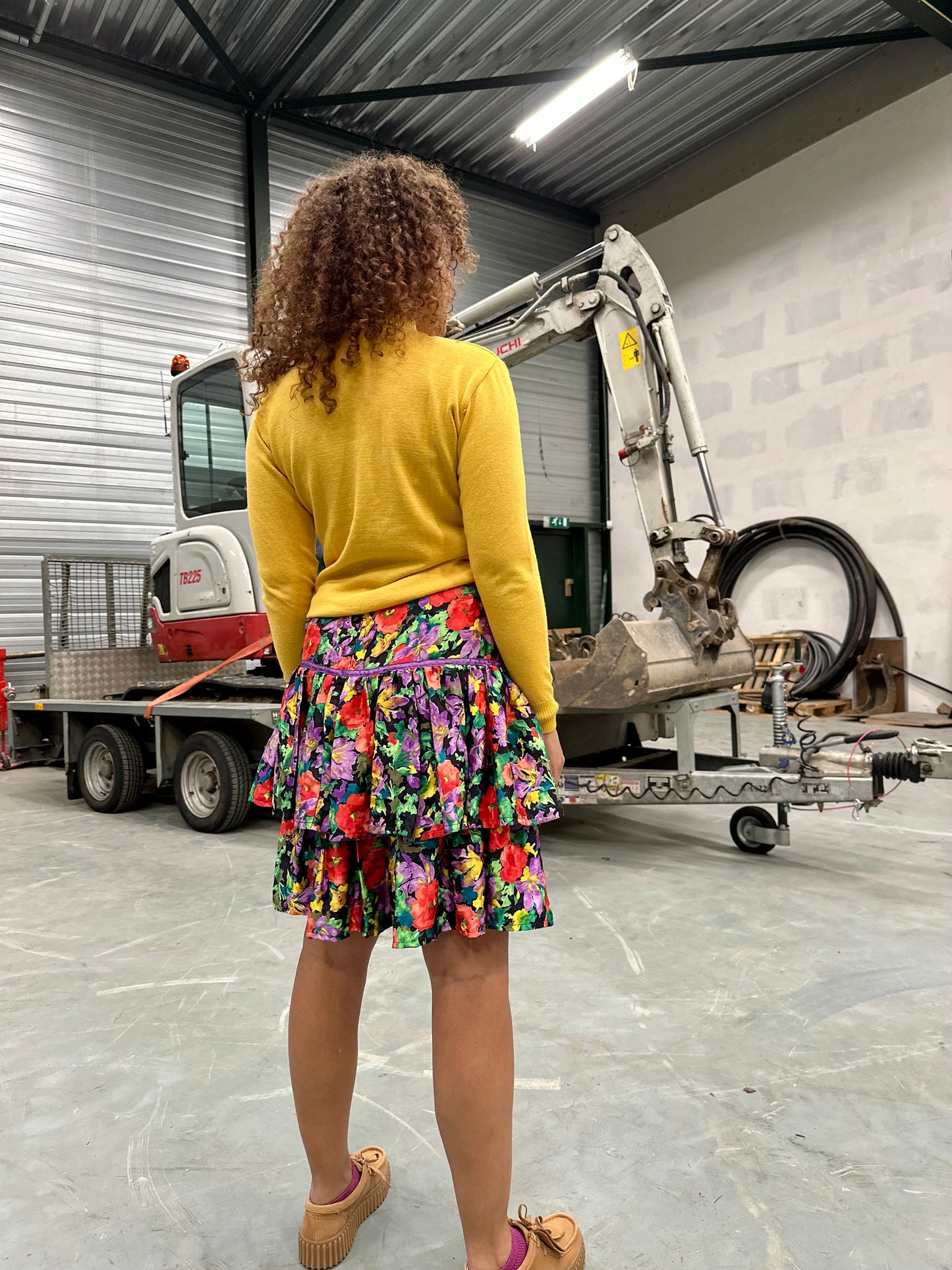 Vintage okergele trui merinowol met col