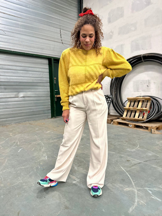 Vintage okergele trui met Angola vlakken jaren tachtig