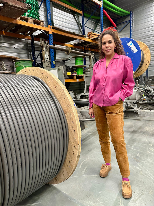 Vintage oudroze glanzende blouse jaren tachtig