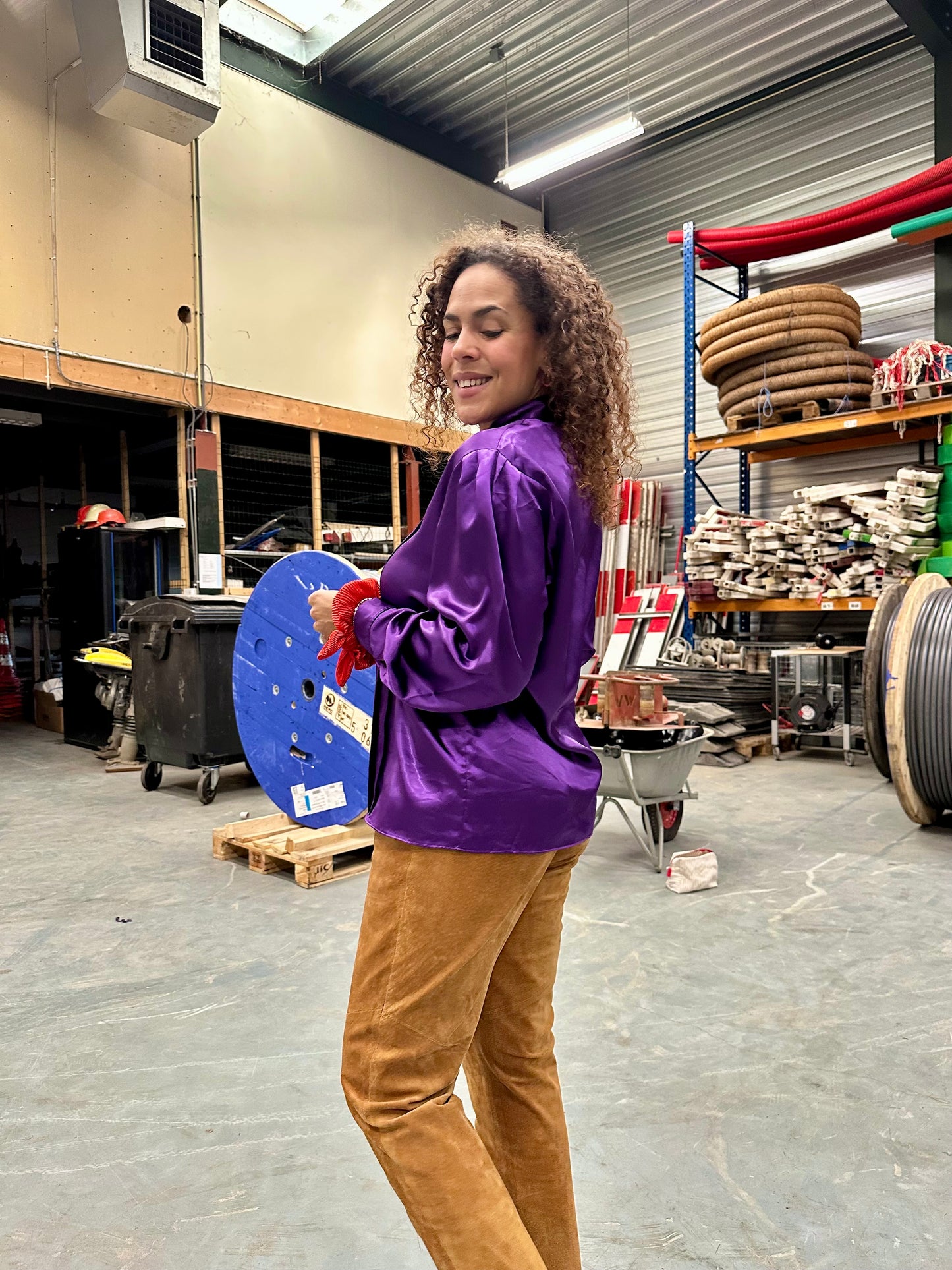 Vintage glanzende blouse feestelijk elegant