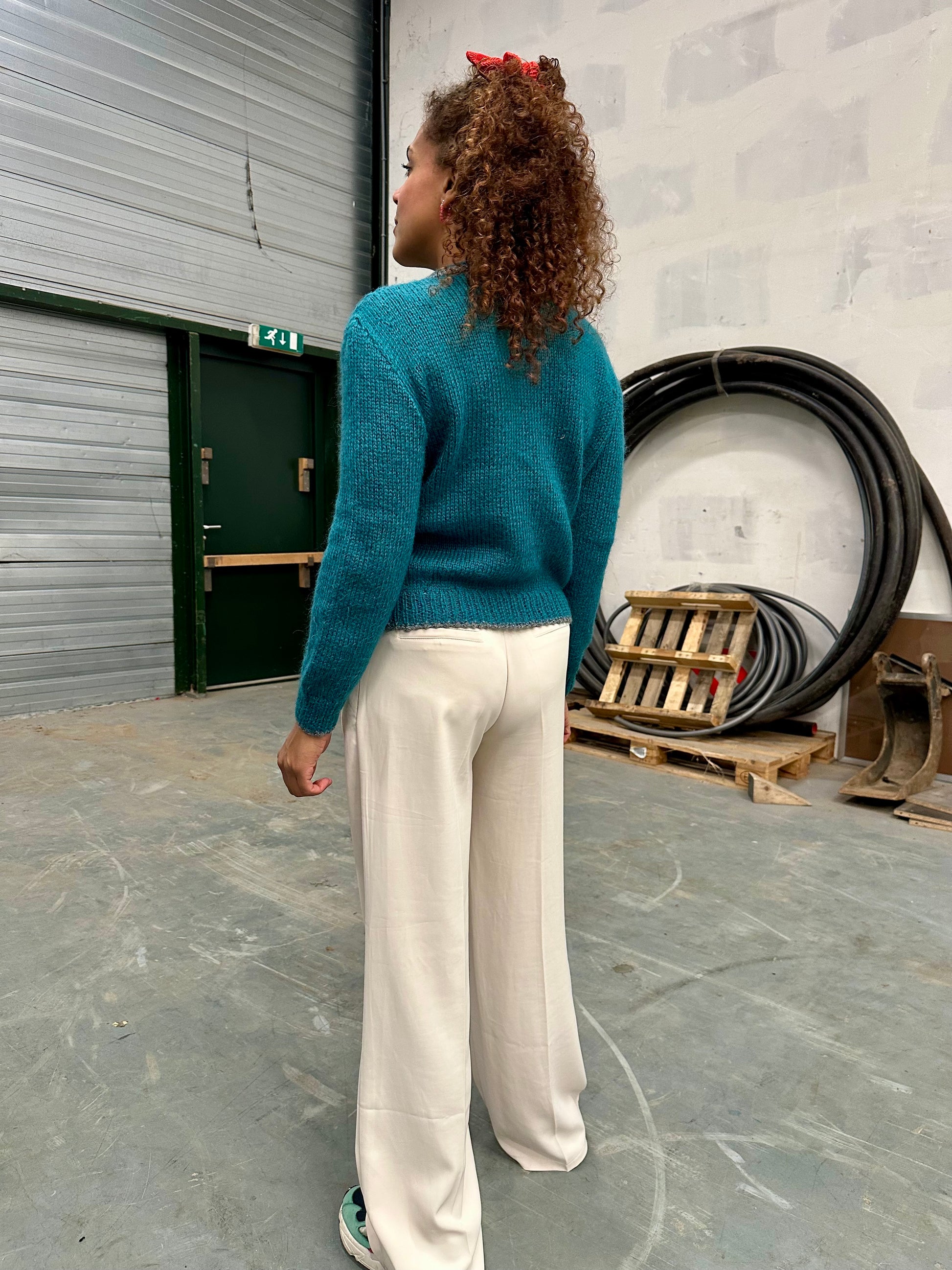 Vintage stijl sweater met glitter rand