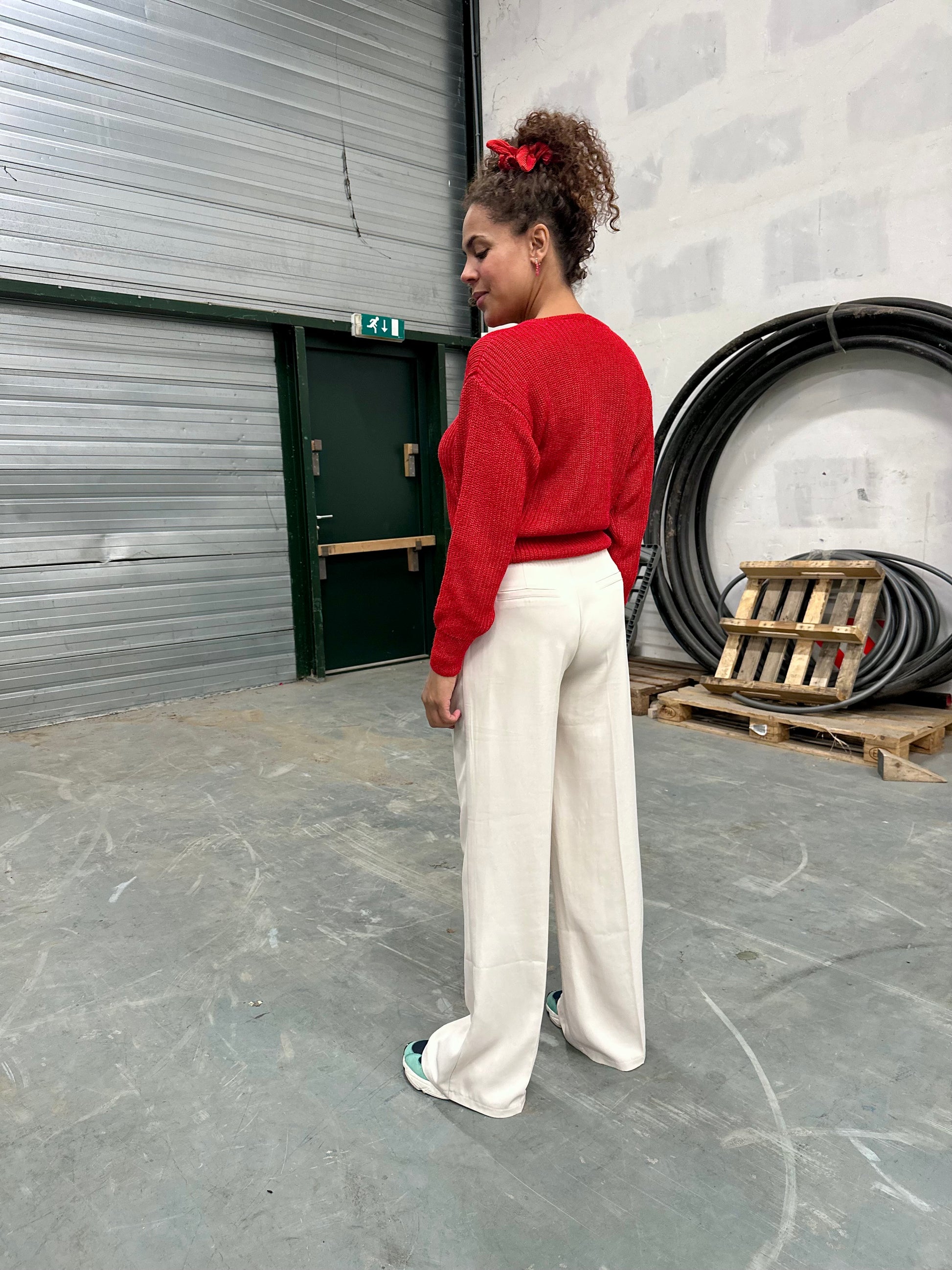 Vintage stijl sweater rood gemaakt van acryl