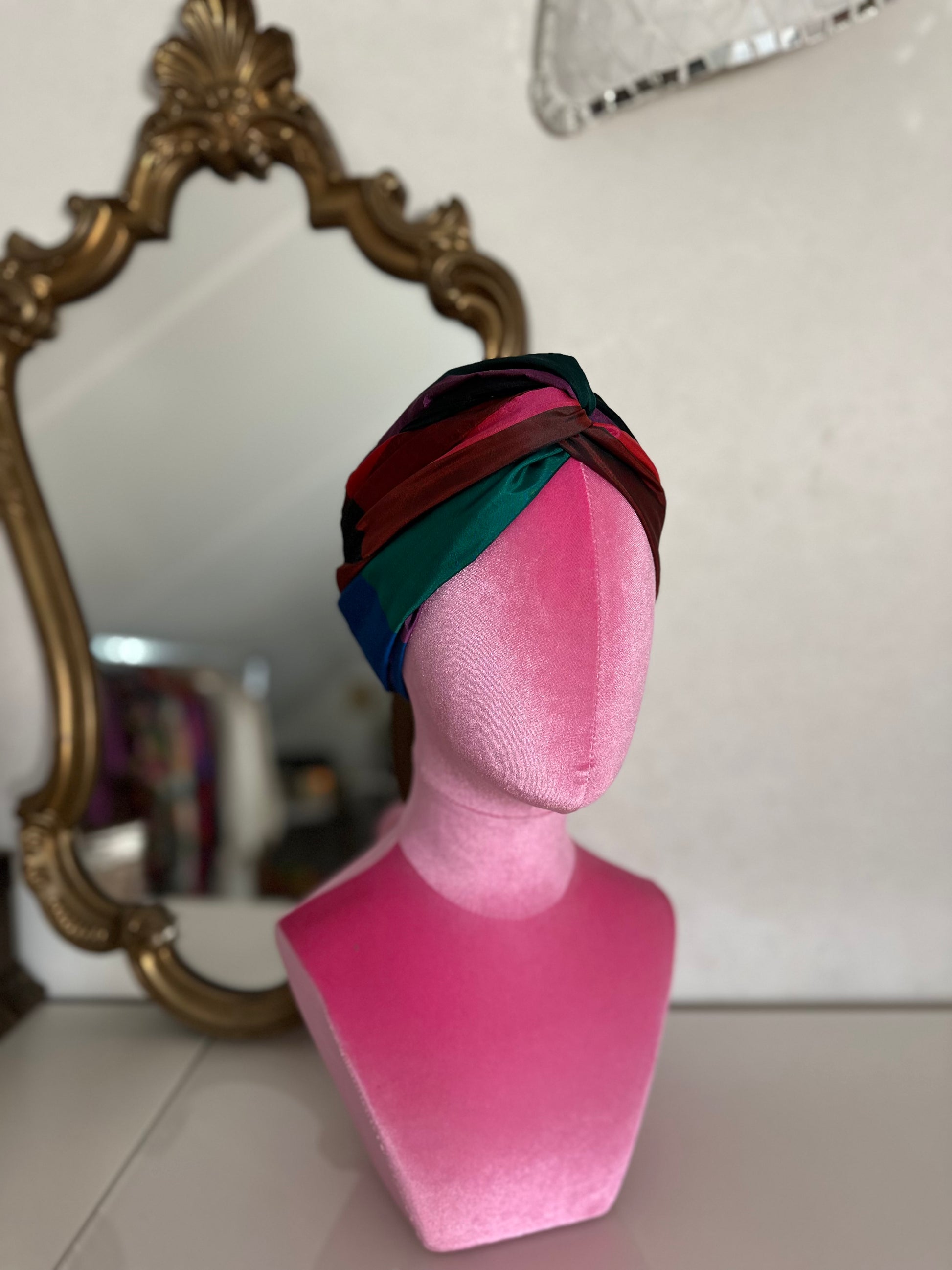 Retro sjaal in geblokt patroon ook als haarband te gebruiken