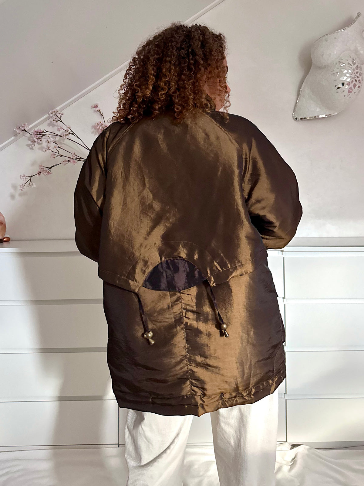 Vintage bronzen gewatteerde parka - L/XL