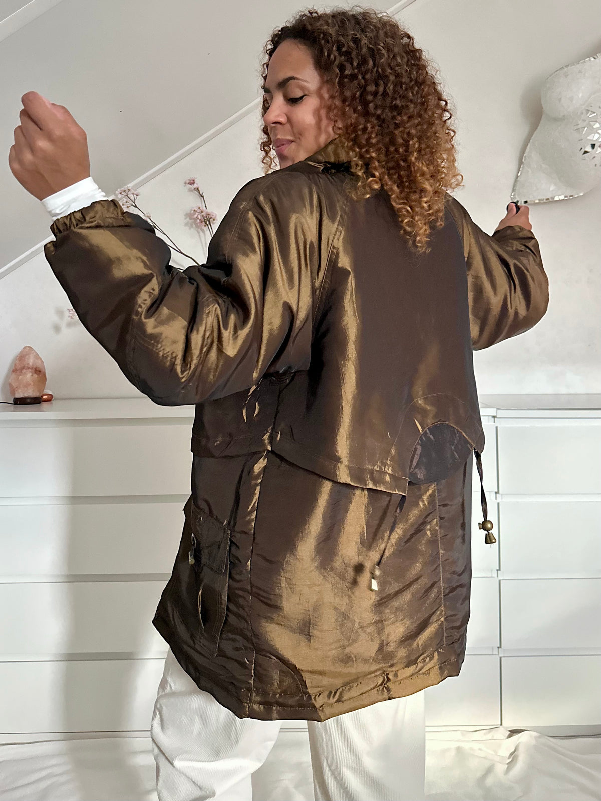 Vintage bronzen gewatteerde parka - L/XL