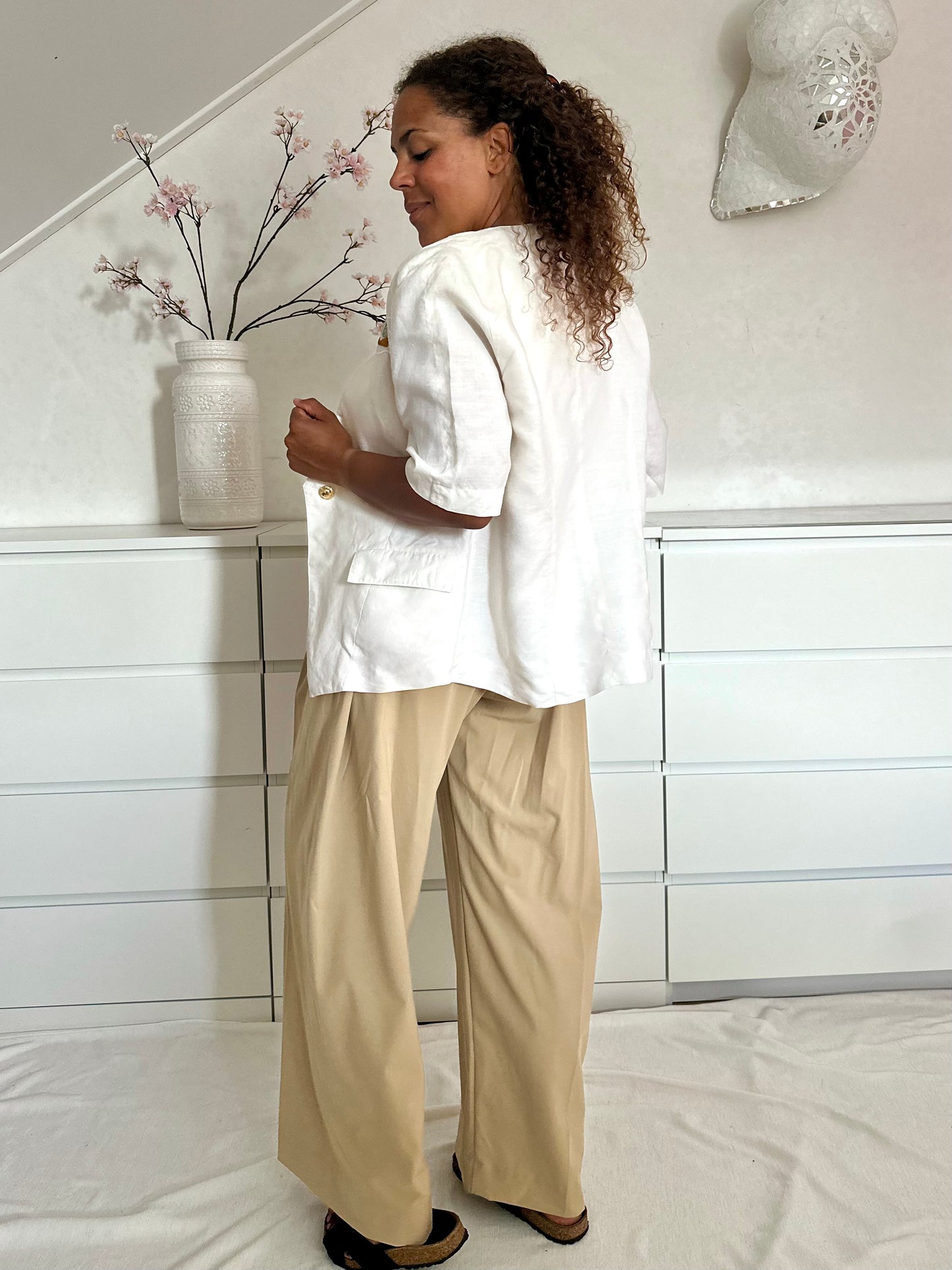 Vintage blouse-blazer met borduursel - XL