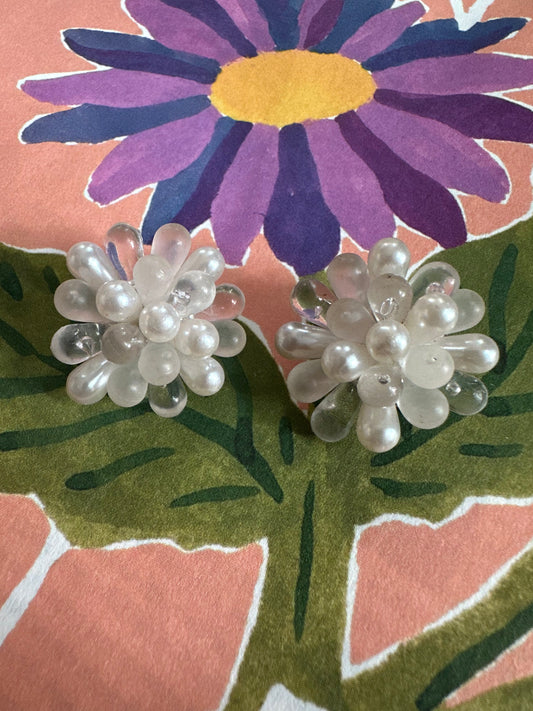 vintage feestelijke clip-oorbellen met faux parel