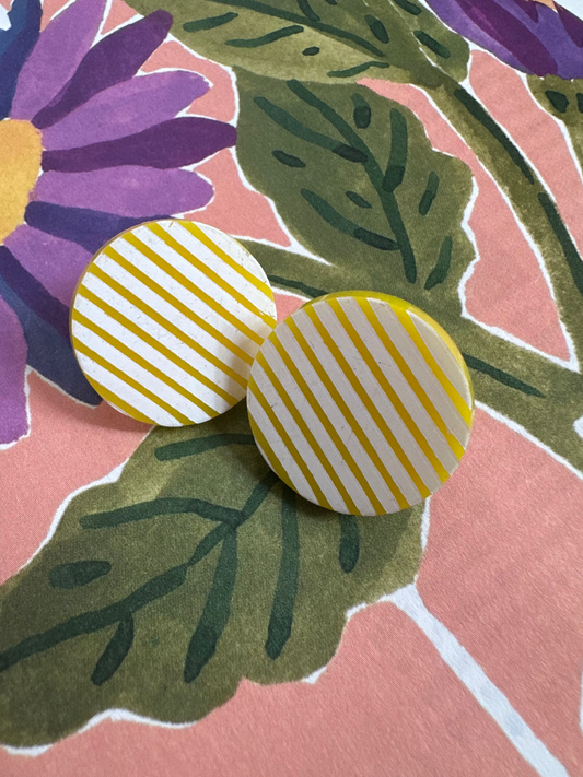 vintage geel met wit gestreepte oorbellen