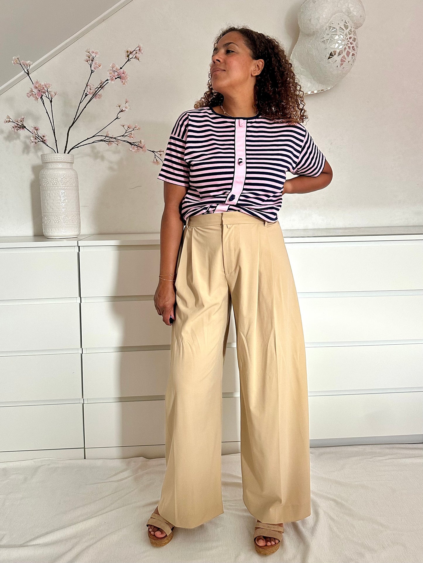 Vintage tshirt met korte mouwen en strepen 