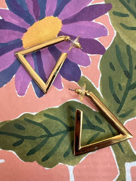 vintage goudkleurige triangel oorbellen 