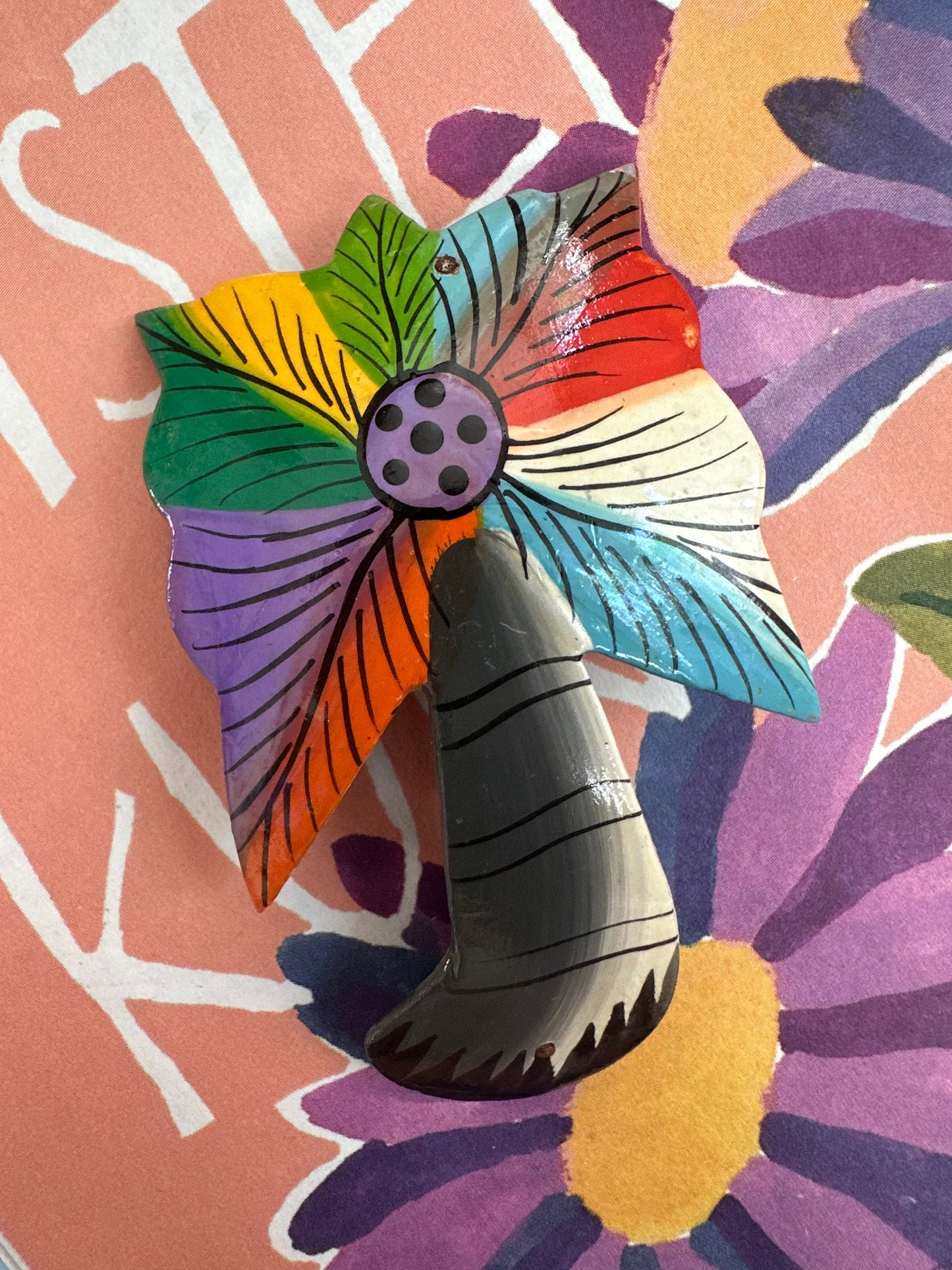 vintage houten haarspeld palmboom