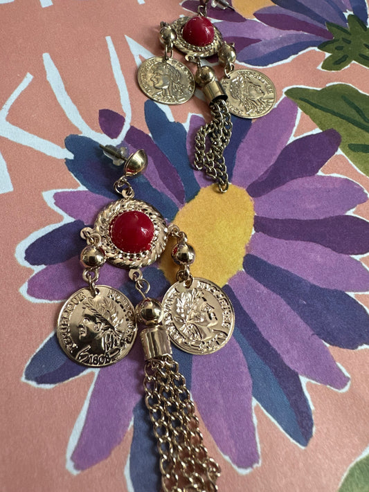 vintage metalen oorbellen met gouden munten