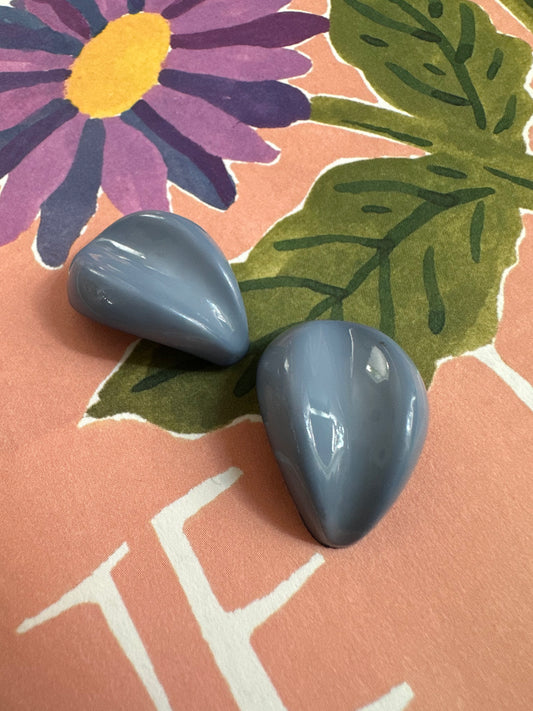 vintage ovalen oorbellen in grijsblauw met relief