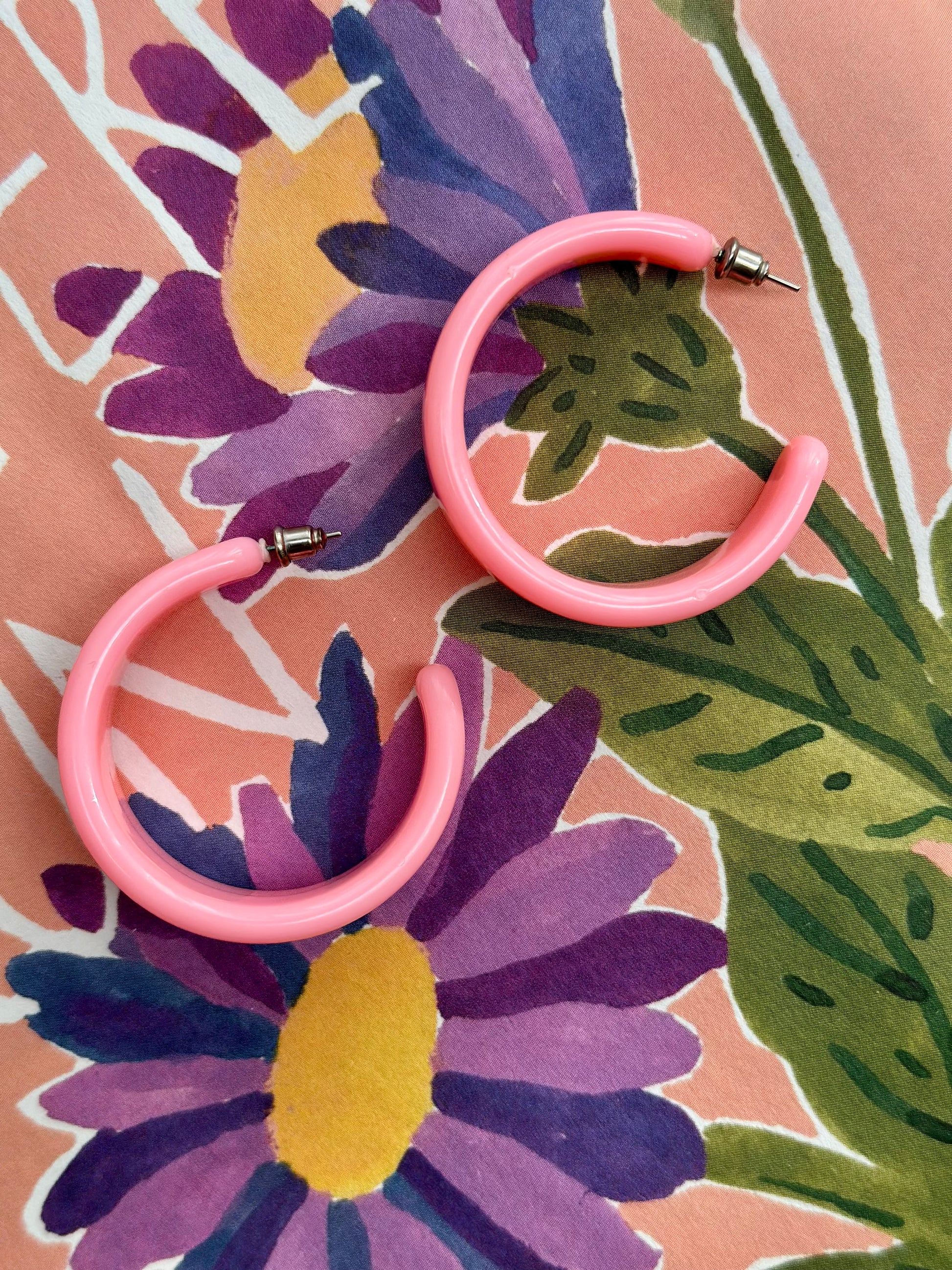 vintage roze ronde oorbellen