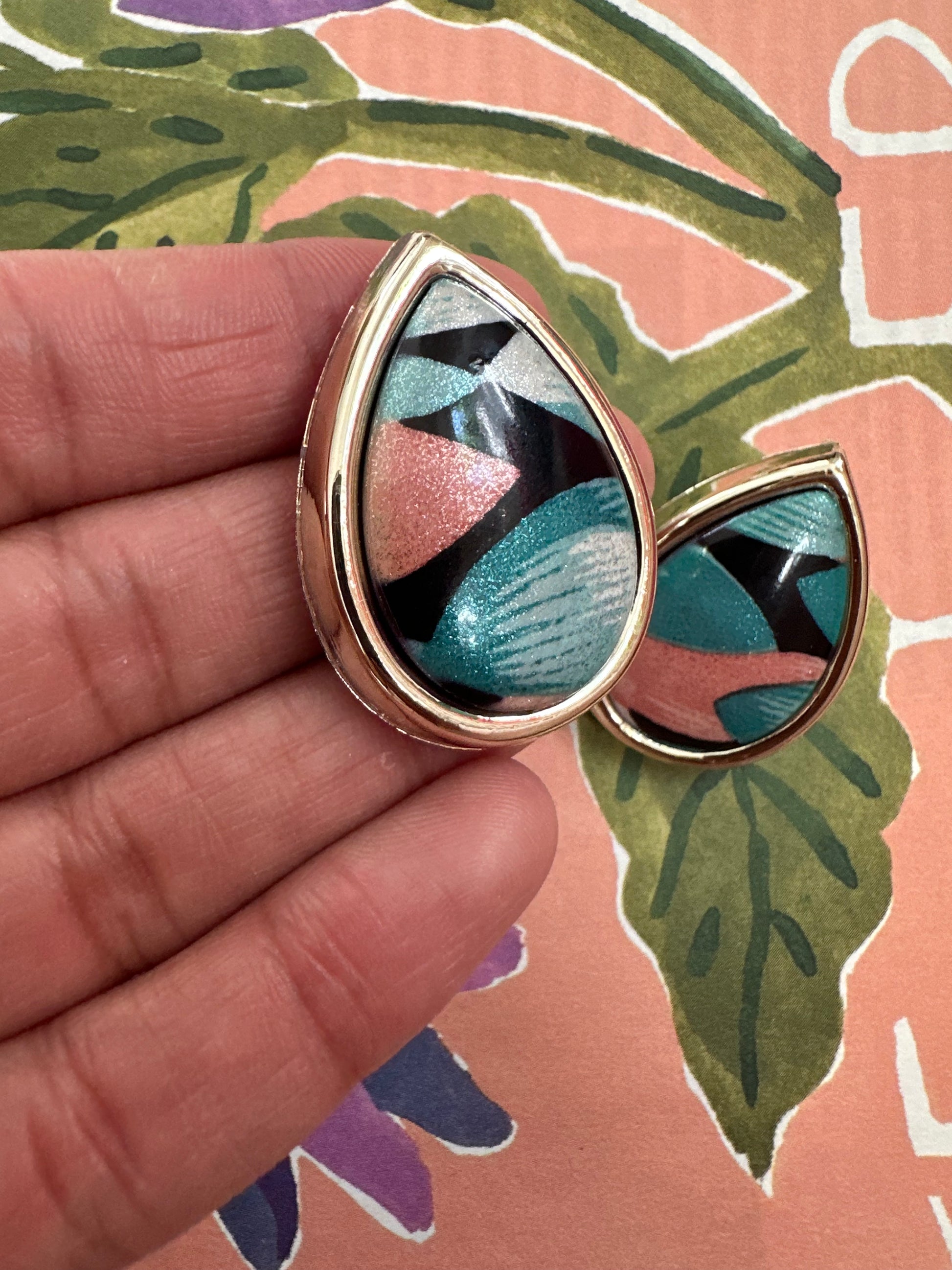 vintage turquoise oorbellen in druppelvorm